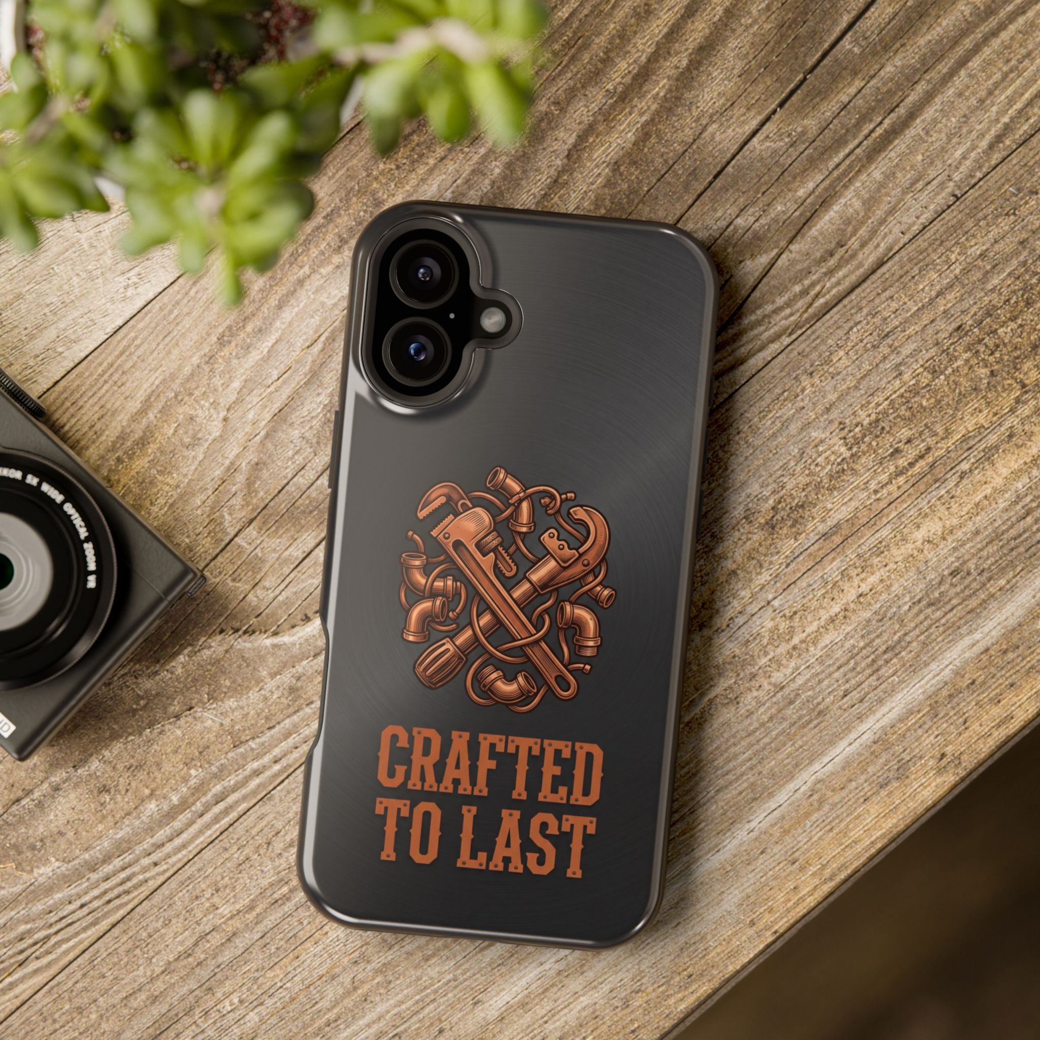 Crafted to Last Phone Case — Crossed Wrenches Wireless Charging Cover