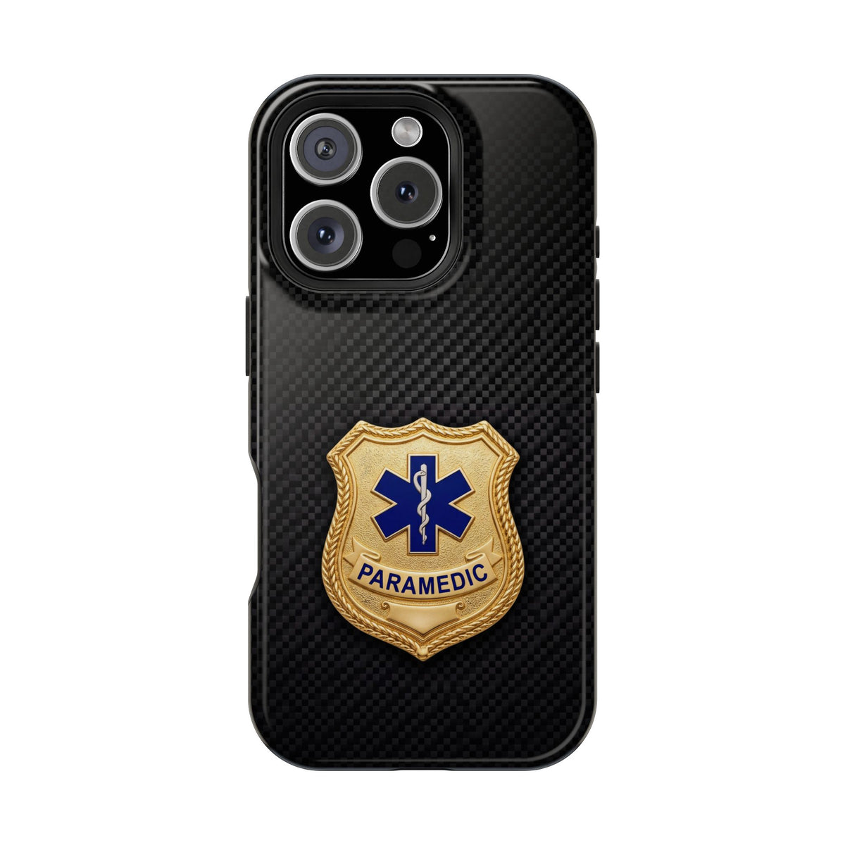 Gold Paramedic Badge Black Phone Case — Magnetic Wireless Charging Cover