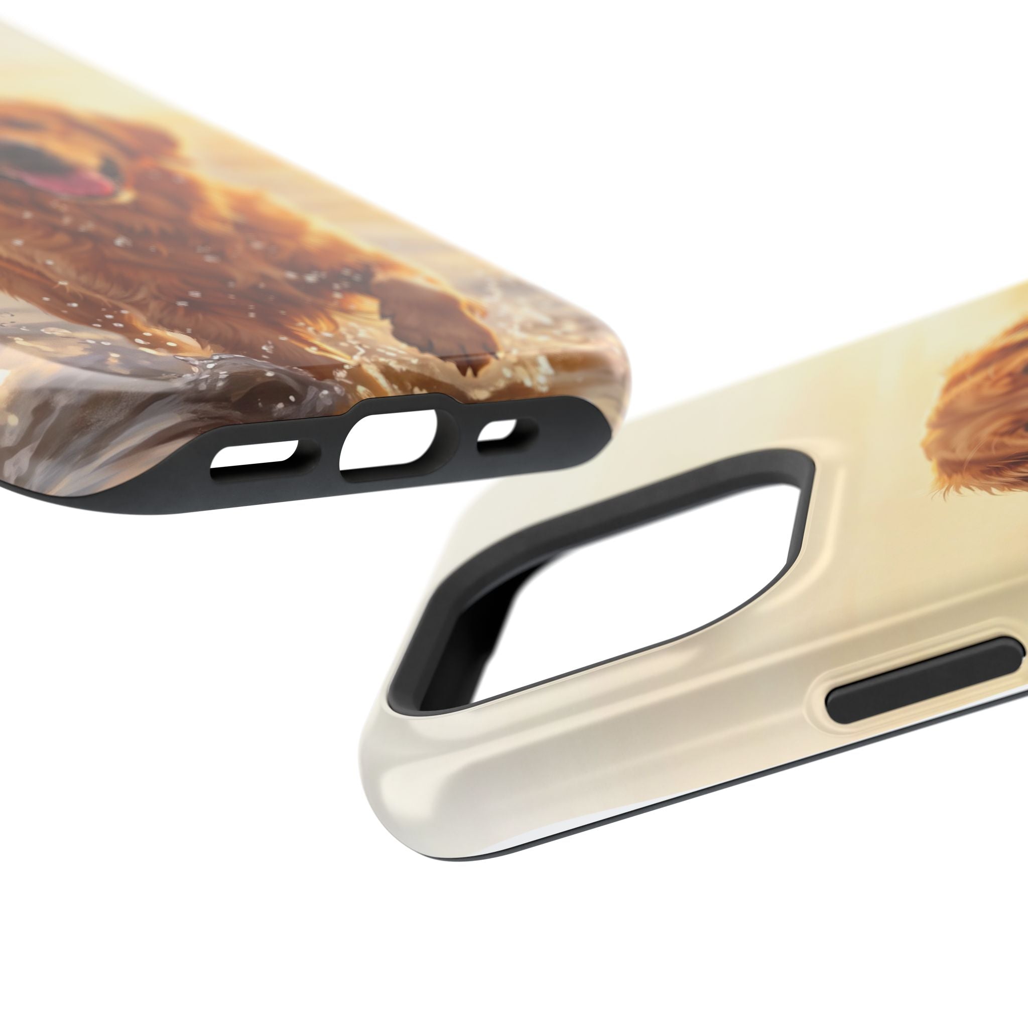 Beach Golden Retriever Phone Case — Impact-Resistant Wireless Charging Cover