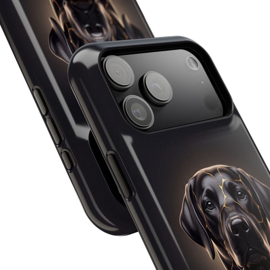 Personalized Obsidian Kintsugi Labrador Phone Case — Tough Magnetic Case with Wireless Charging