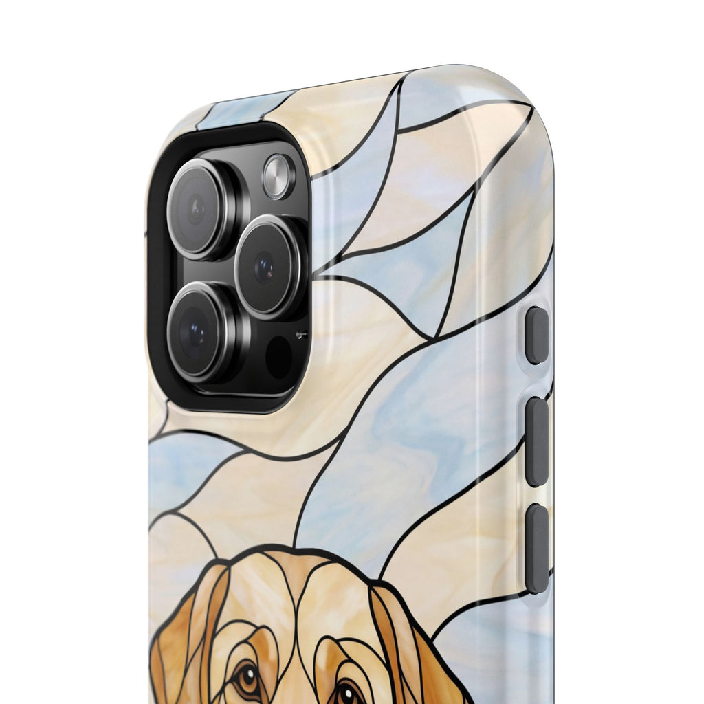 Floral Stained Glass Labrador Phone Case — Tough Magnetic Case with Wireless Charging