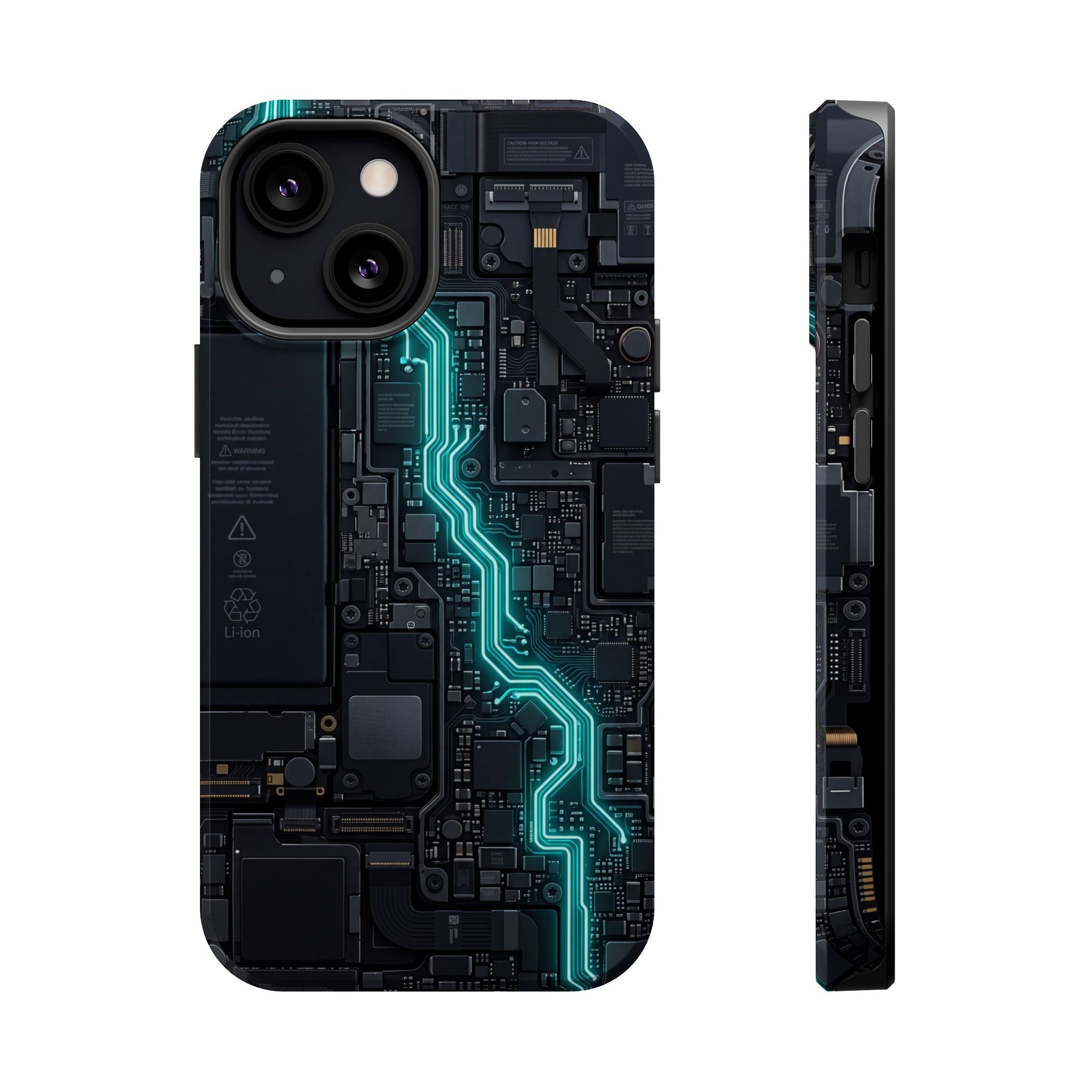 Cyan Bolt Electrician Phone Case — Electric Circuit Wireless Charging Cover