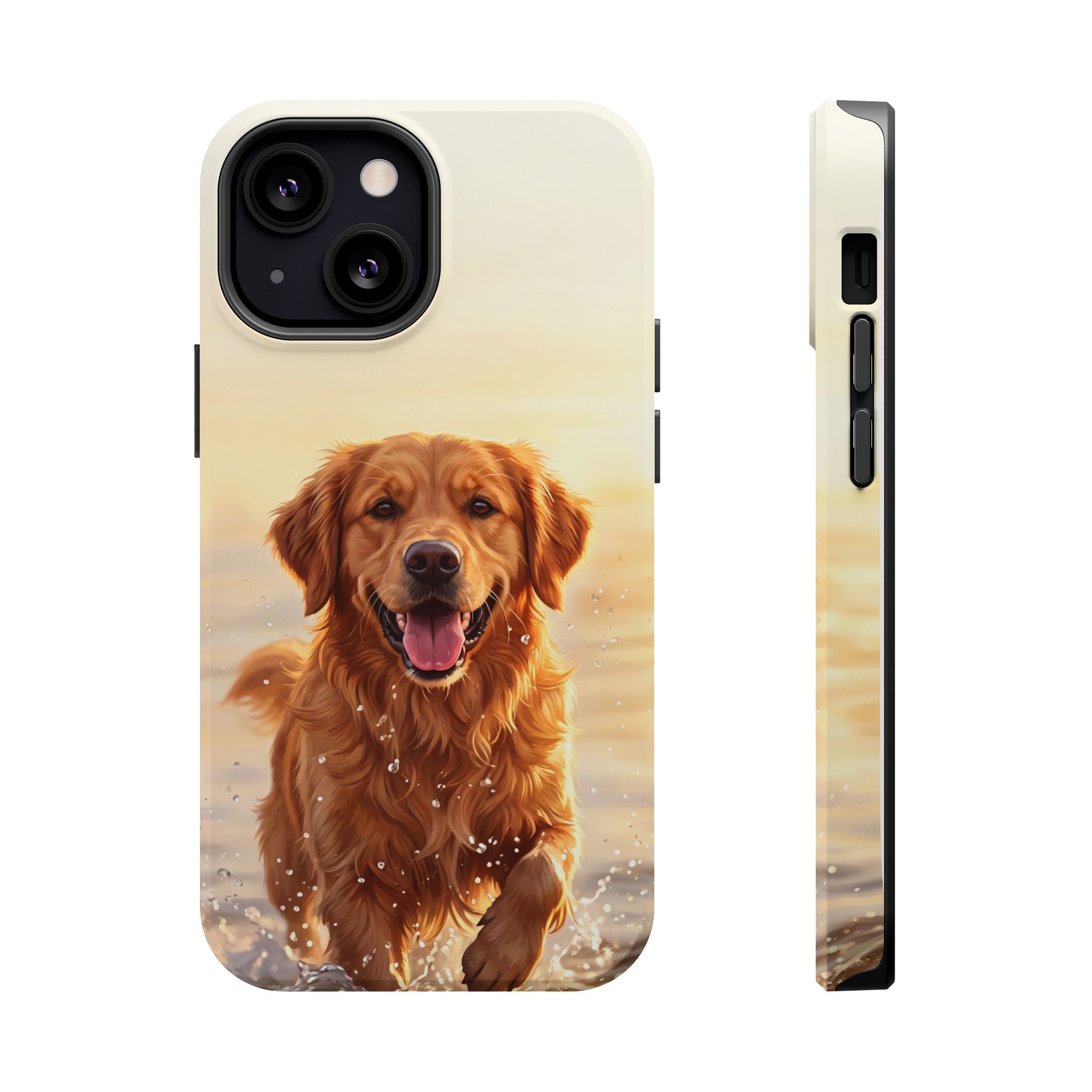 Beach Golden Retriever Phone Case — Impact-Resistant Wireless Charging Cover