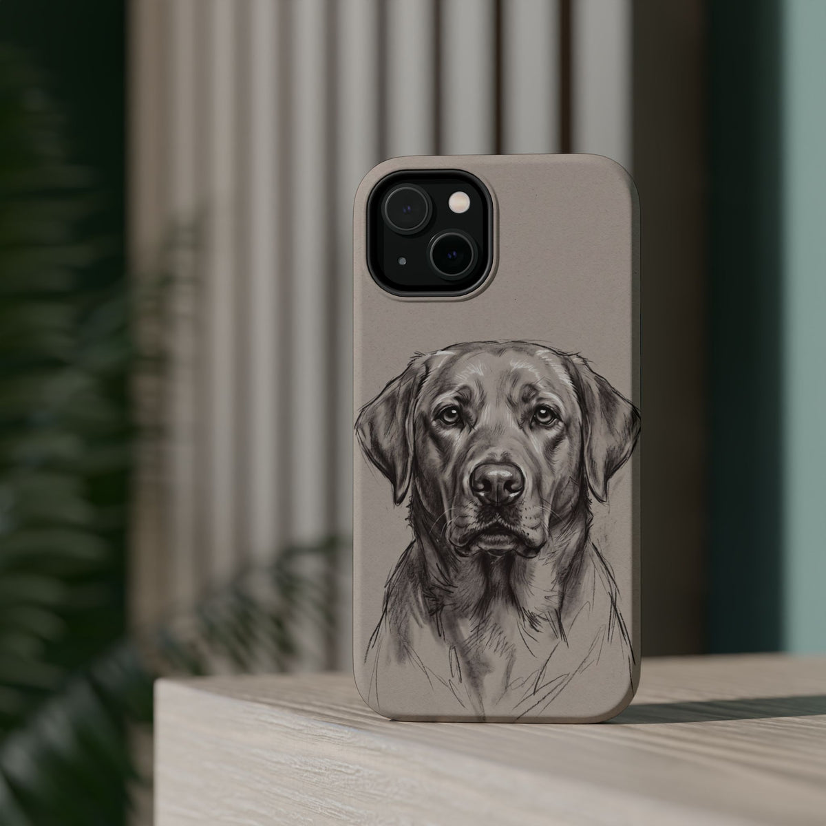 Charcoal Sketch Labrador Phone Case — Tough Magnetic Case with Wireless Charging