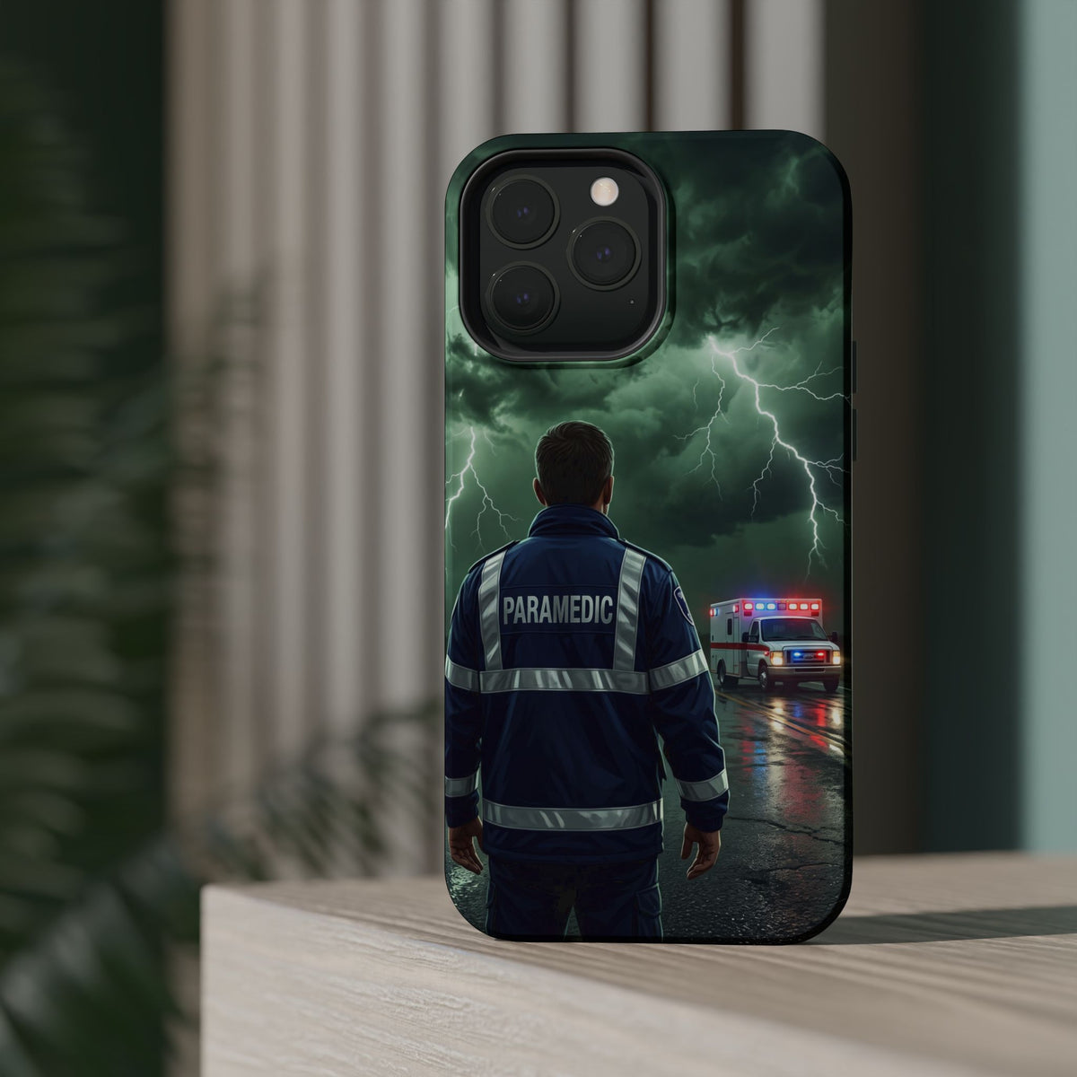 Paramedic Green Storm Phone Case — Magnetic Wireless Charging Cover
