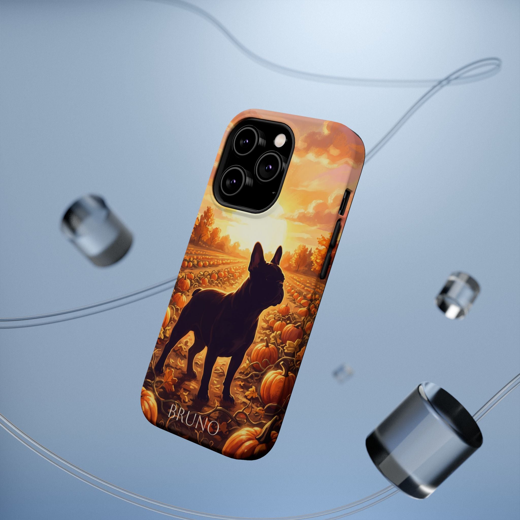 Personalized French Bulldog Pumpkin Patch Phone Case — Wireless Charging Cover