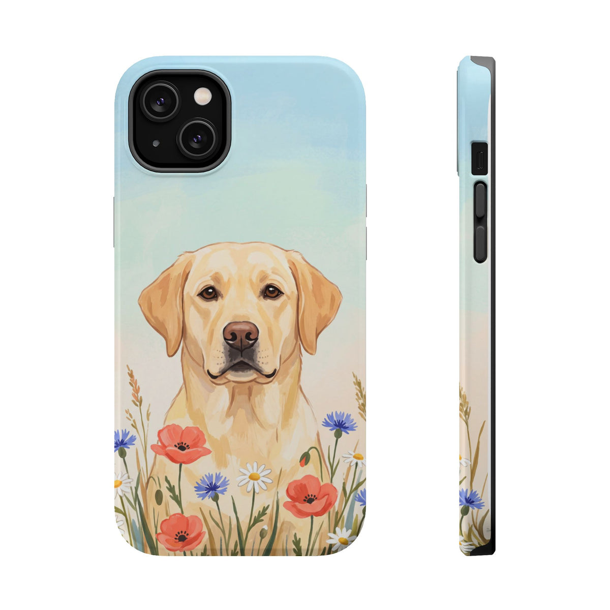 Labrador Wildflower Painting Phone Case — Tough Magnetic Case with Wireless Charging