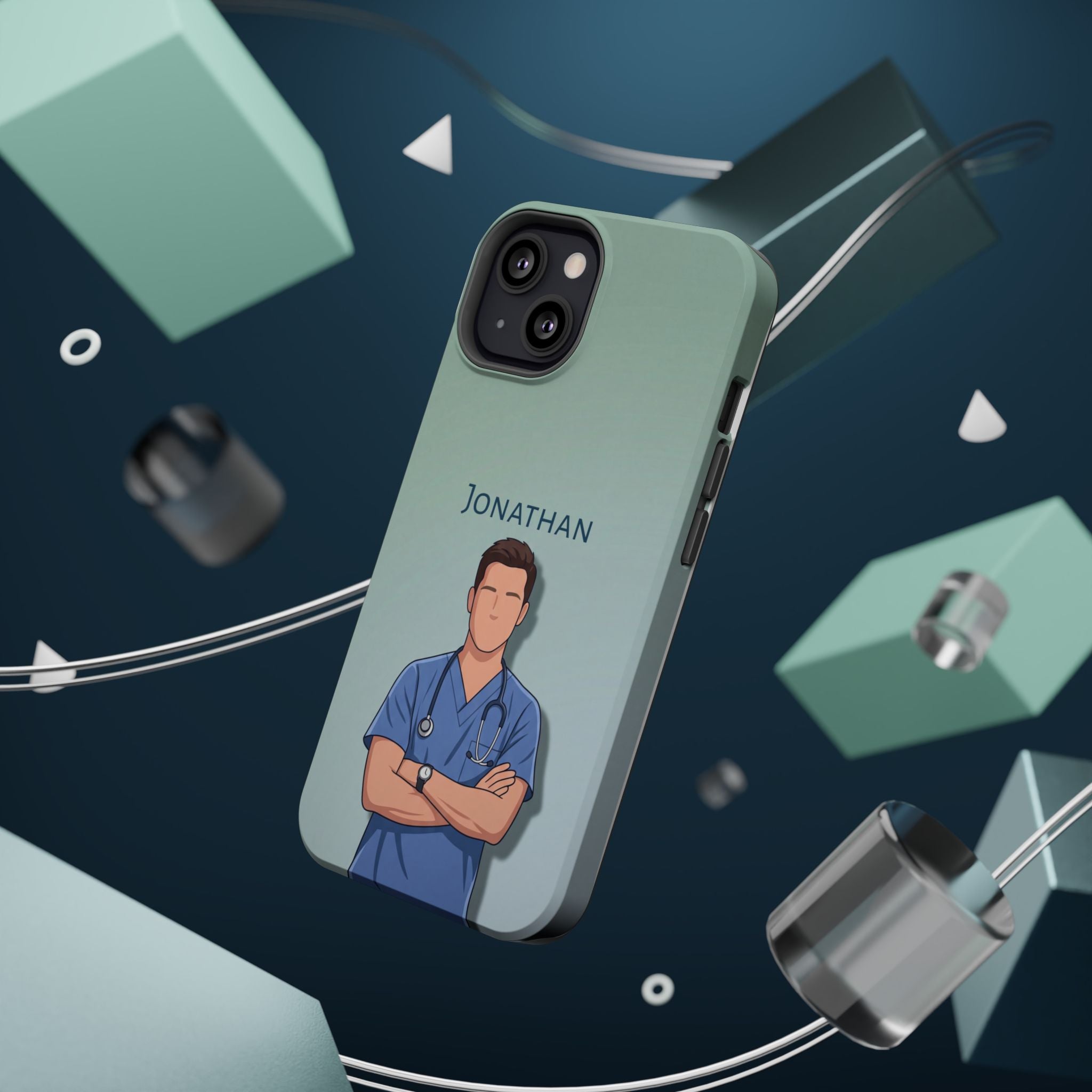 Personalized Nurse Portrait Phone Case — Impact-Resistant Wireless Charging Cover
