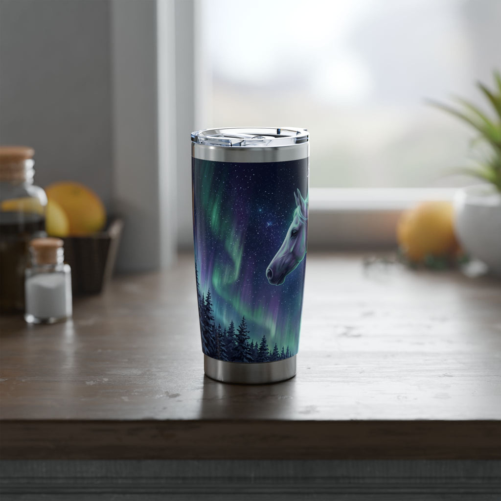 Horse Personalized Tumbler | Aurora Borealis Art — 20 oz Stainless Travel Mug