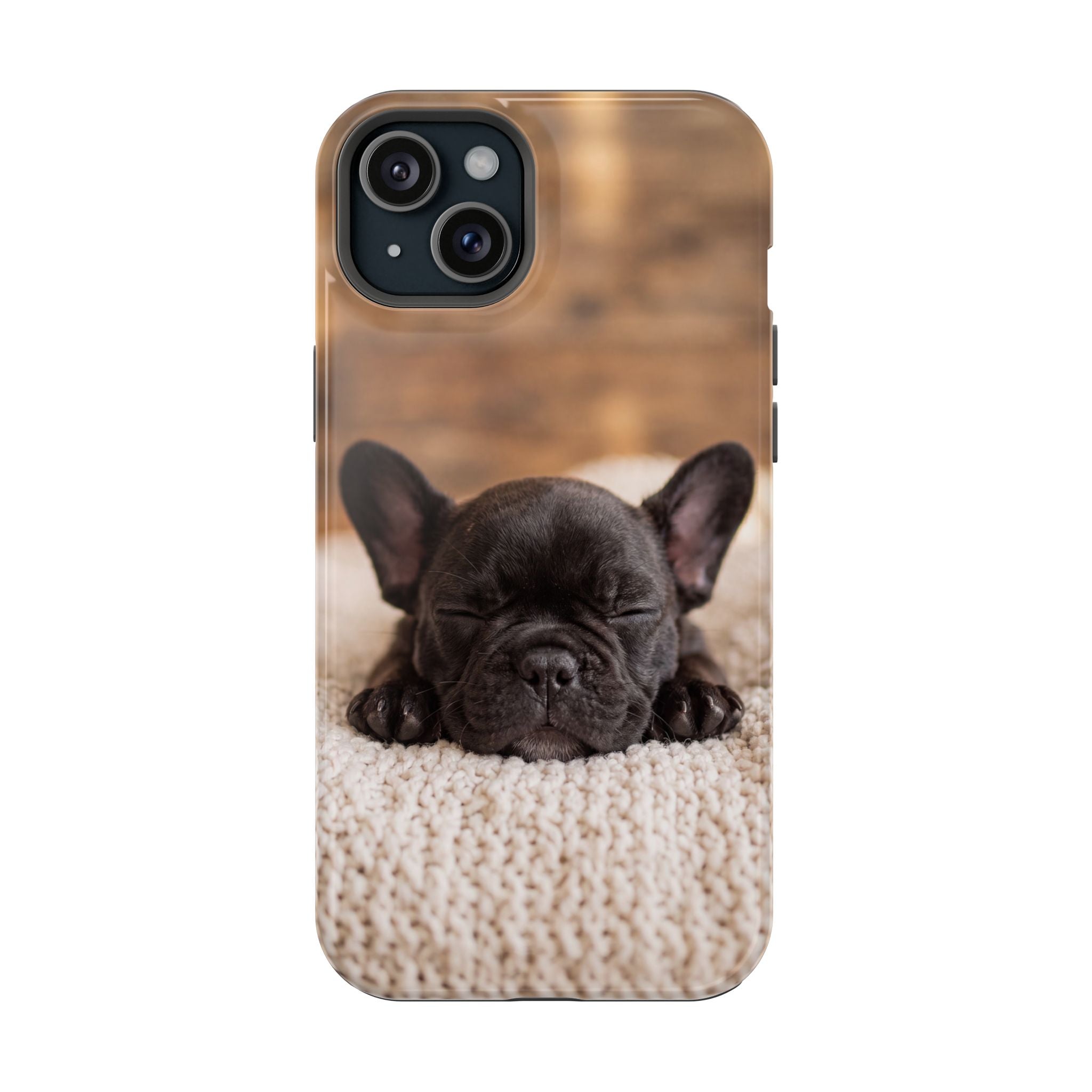 Sleepy French Bulldog Phone Case — Impact-Resistant Wireless Charging Cover