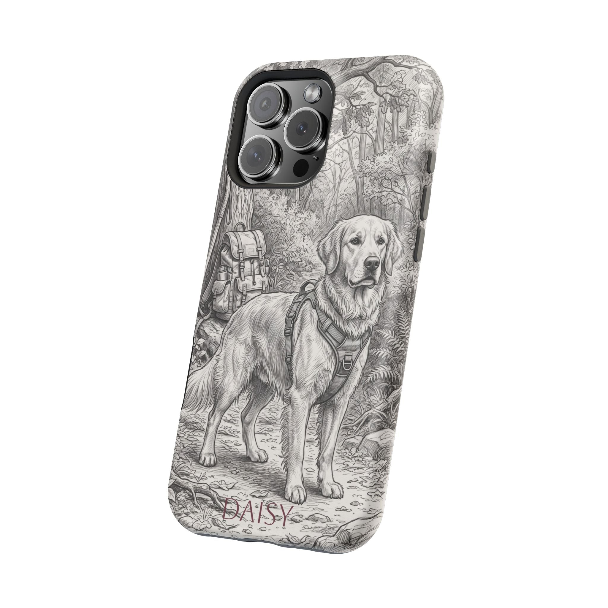 Personalized Golden Retriever Woodland Trail Phone Case — Wireless Charging Cover