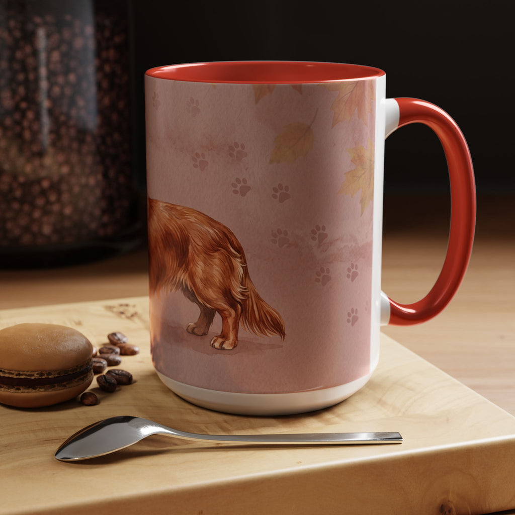 Dachshund Lover Mug | Long-Haired Wiener Dog with Plaid Bandana, Dusty Rose Watercolor Dog Gift