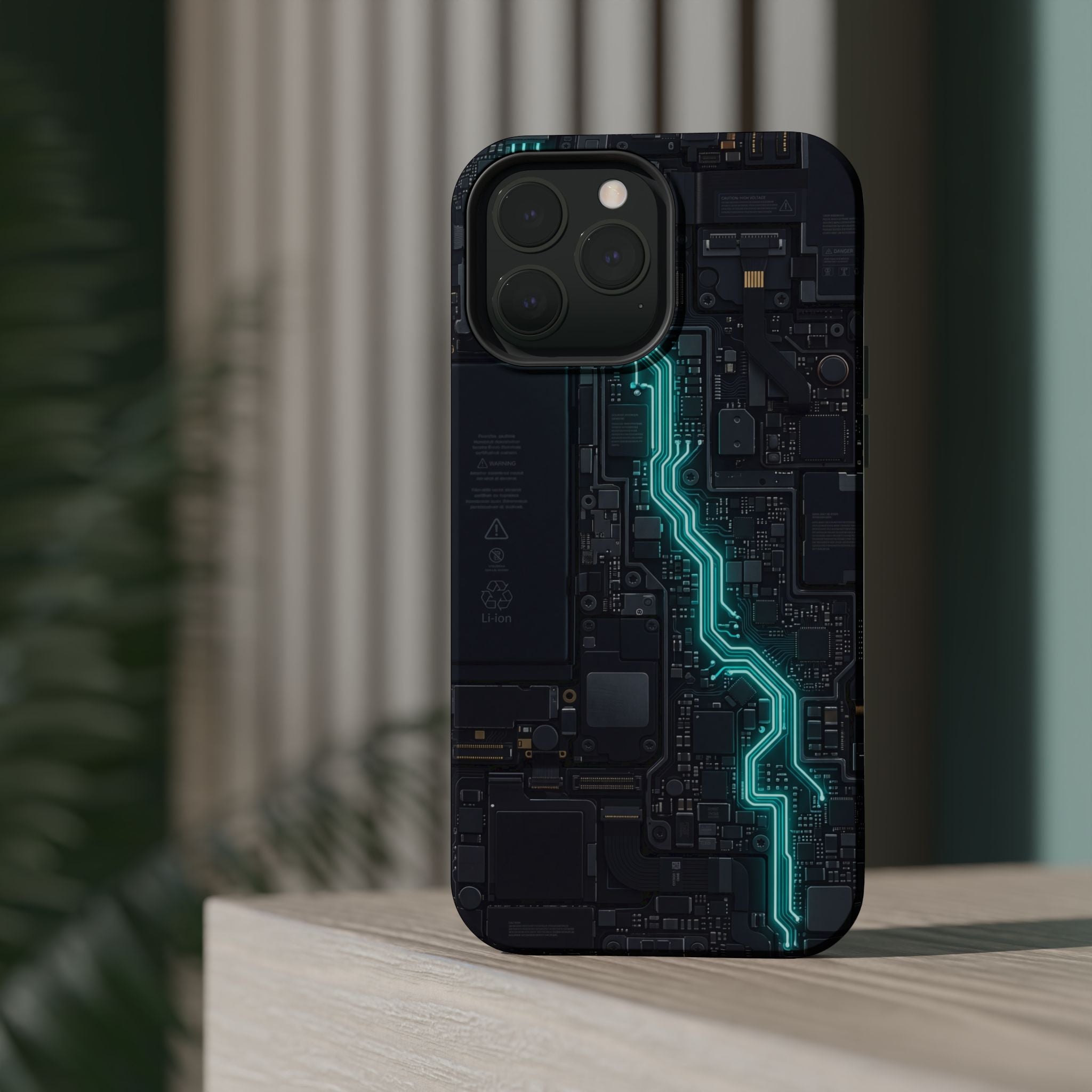 Cyan Bolt Electrician Phone Case — Electric Circuit Wireless Charging Cover