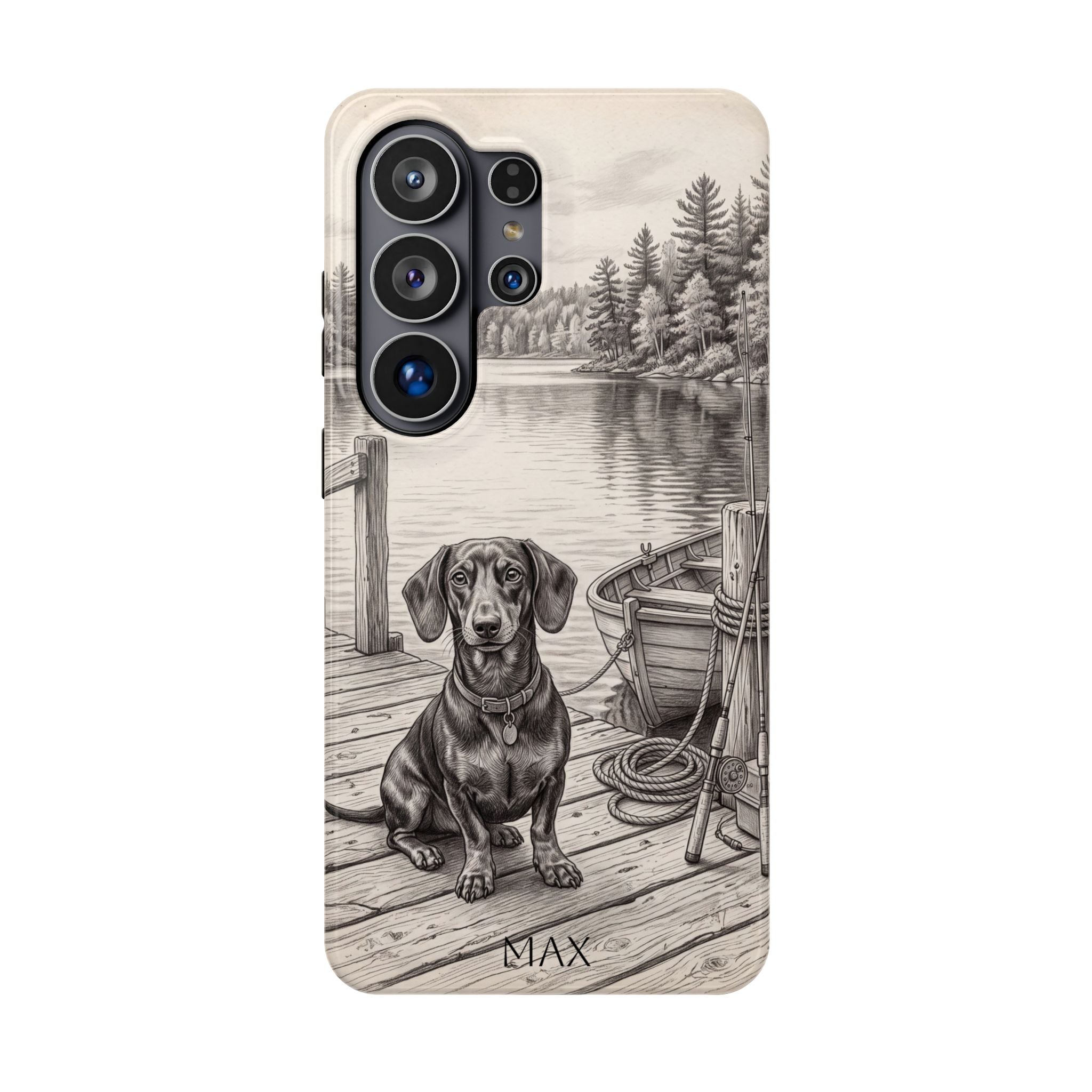 Personalized Dachshund Sunset Beach Phone Case — Wireless Charging Cover