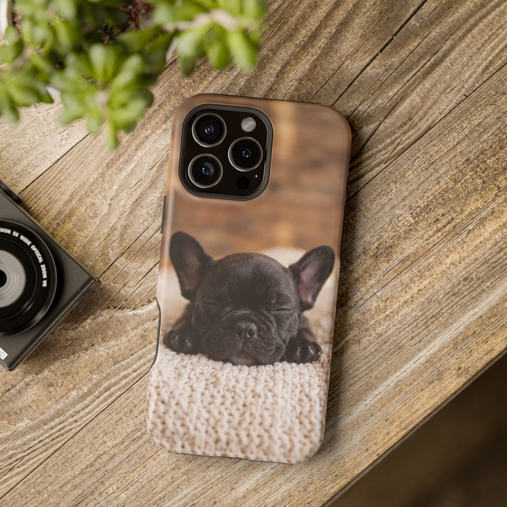 Sleepy French Bulldog Phone Case — Impact-Resistant Wireless Charging Cover