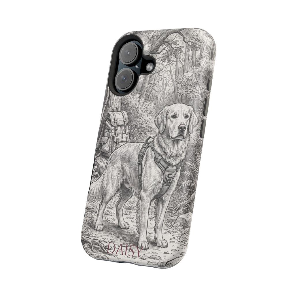 Personalized Golden Retriever Woodland Trail Phone Case — Wireless Charging Cover