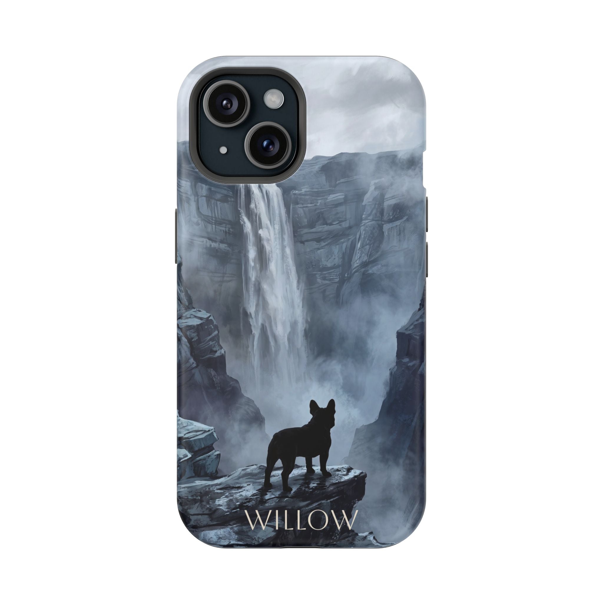 Personalized French Bulldog Misty Waterfall Phone Case — Wireless Charging Cover
