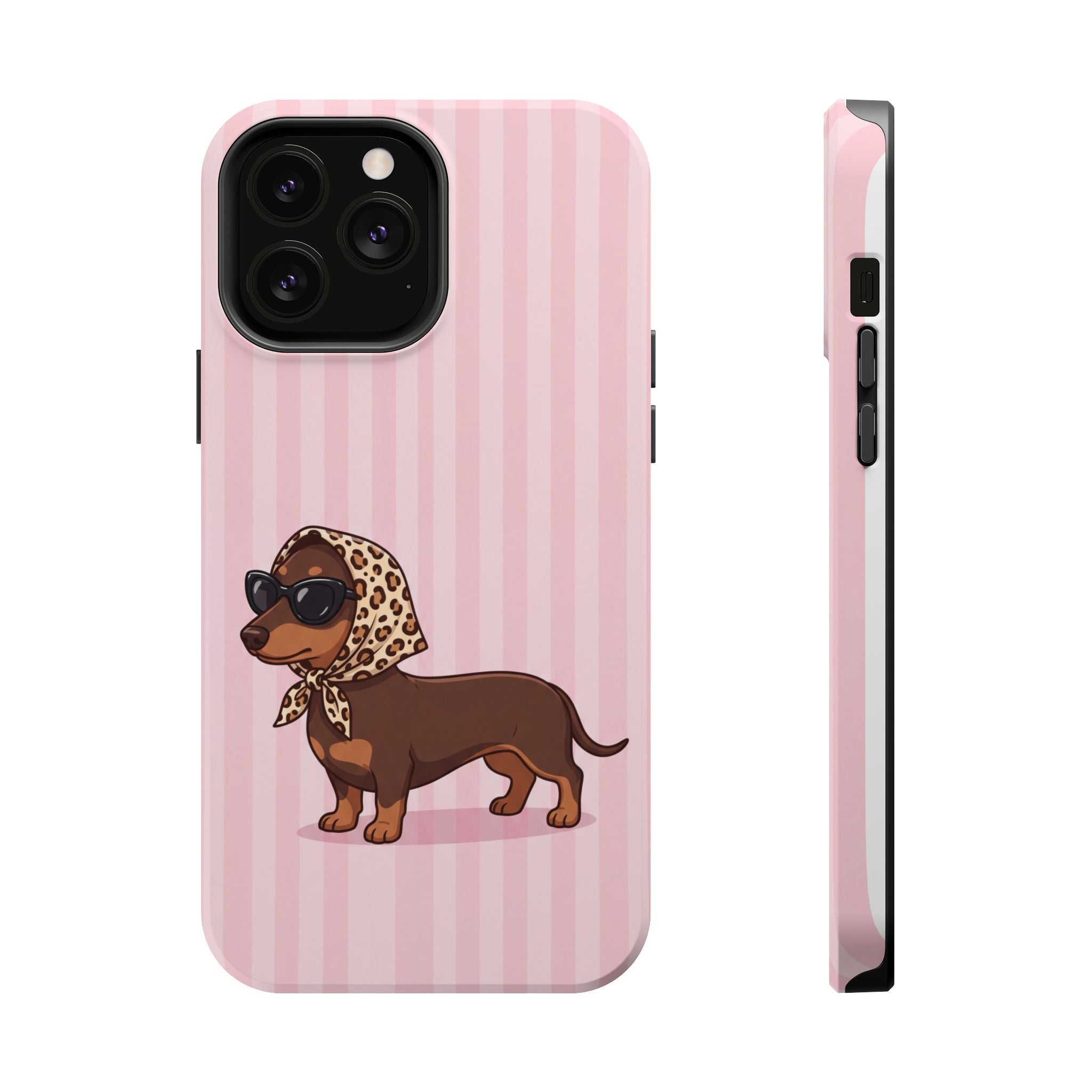 Preppy Dachshund Phone Case — Impact-Resistant Wireless Charging Cover
