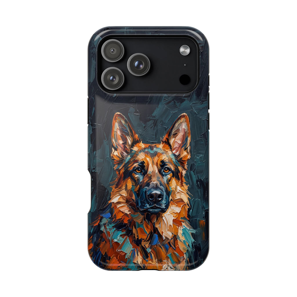 German Shepherd Phone Case | Palette Knife Painting Art — Tough Magnetic Case with Wireless Charging