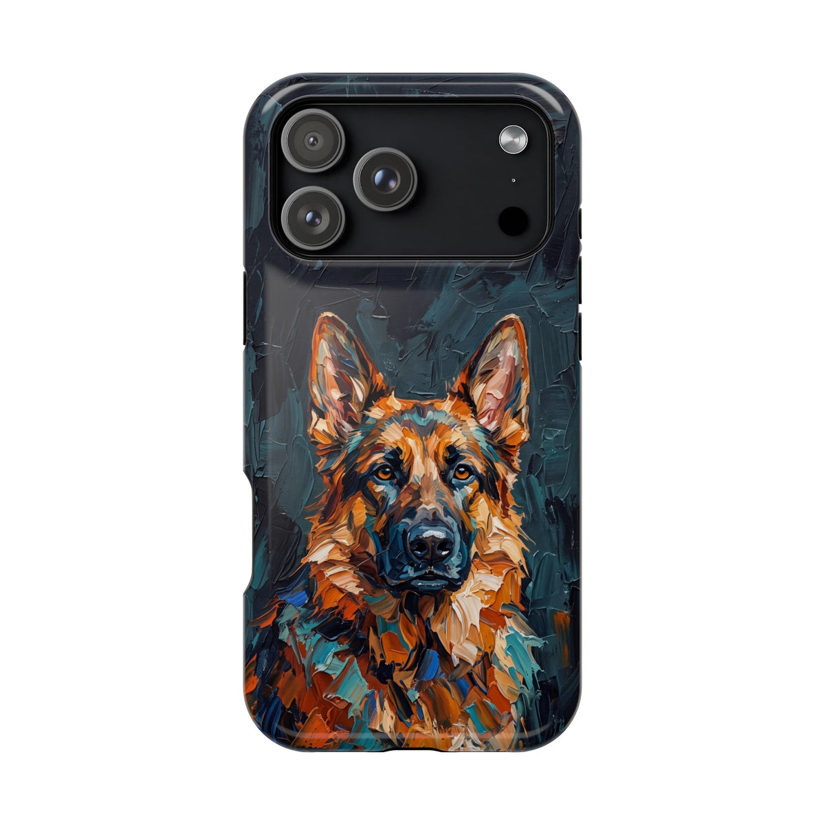 German Shepherd Phone Case | Palette Knife Painting Art — Tough Magnetic Case with Wireless Charging
