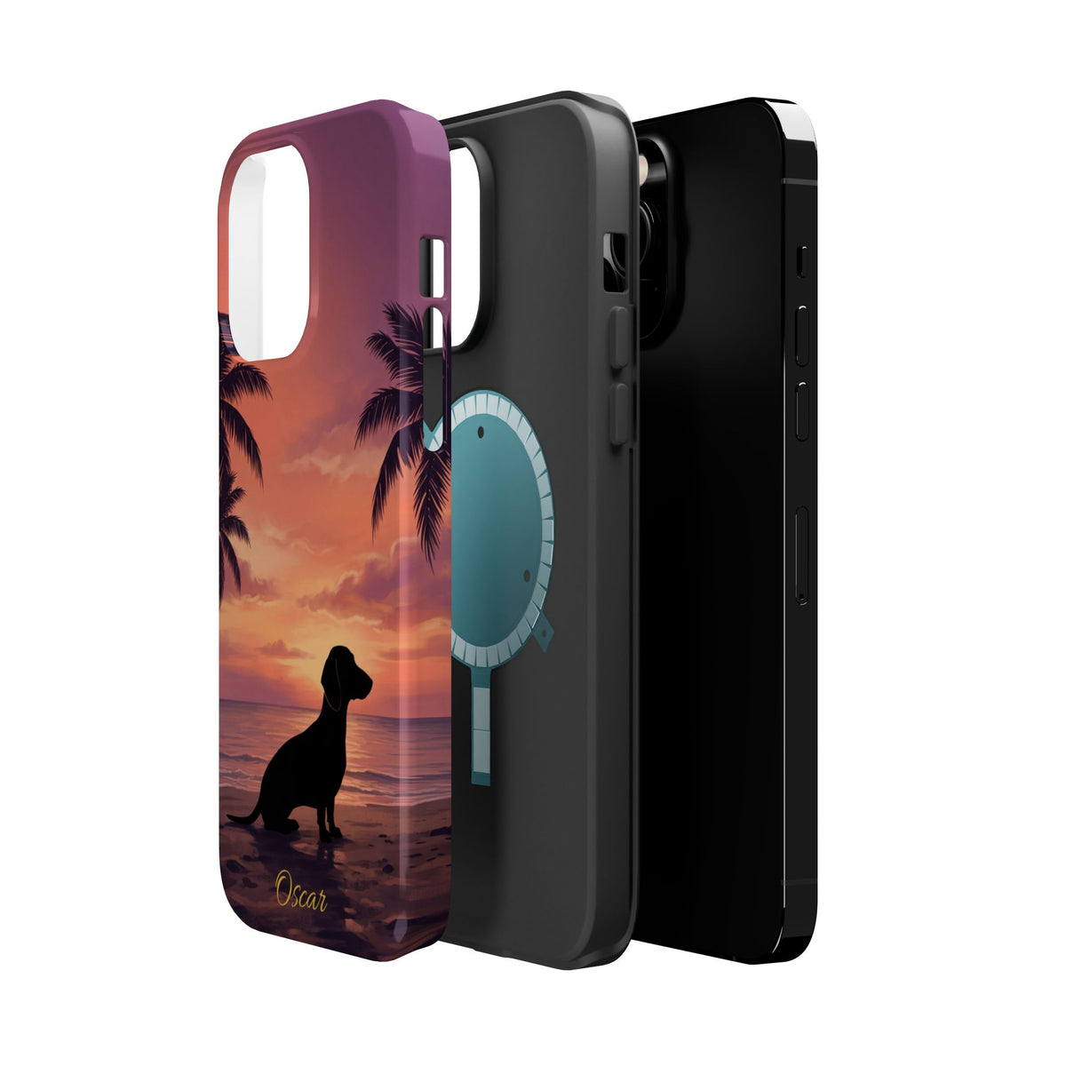 Personalized Dachshund Tropical Beach Sunset Phone Case — Wireless Charging Cover