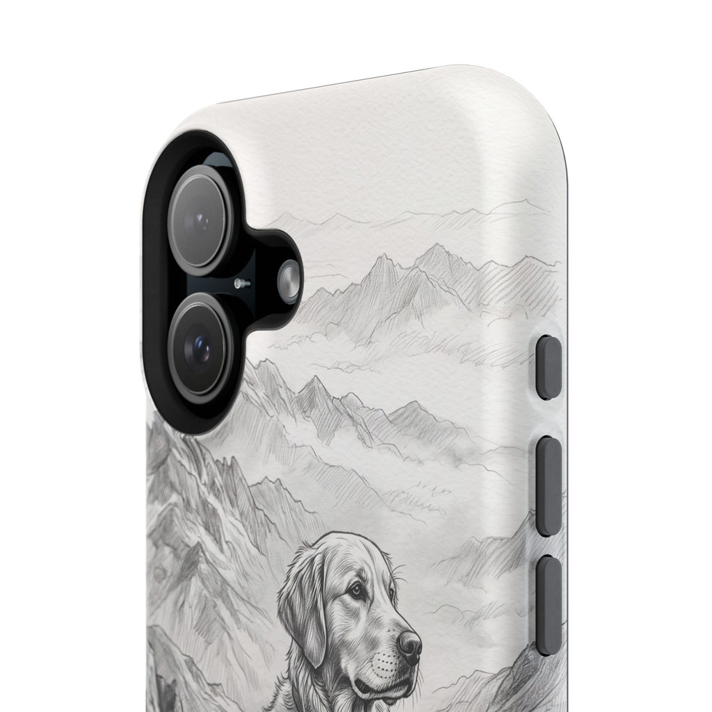 Personalized Golden Retriever Mountain Peak Phone Case — Wireless Charging Cover