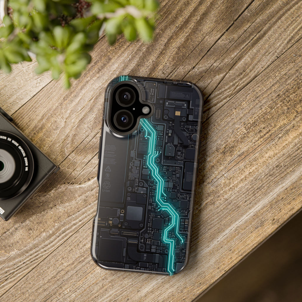 Cyan Bolt Electrician Phone Case — Electric Circuit Wireless Charging Cover