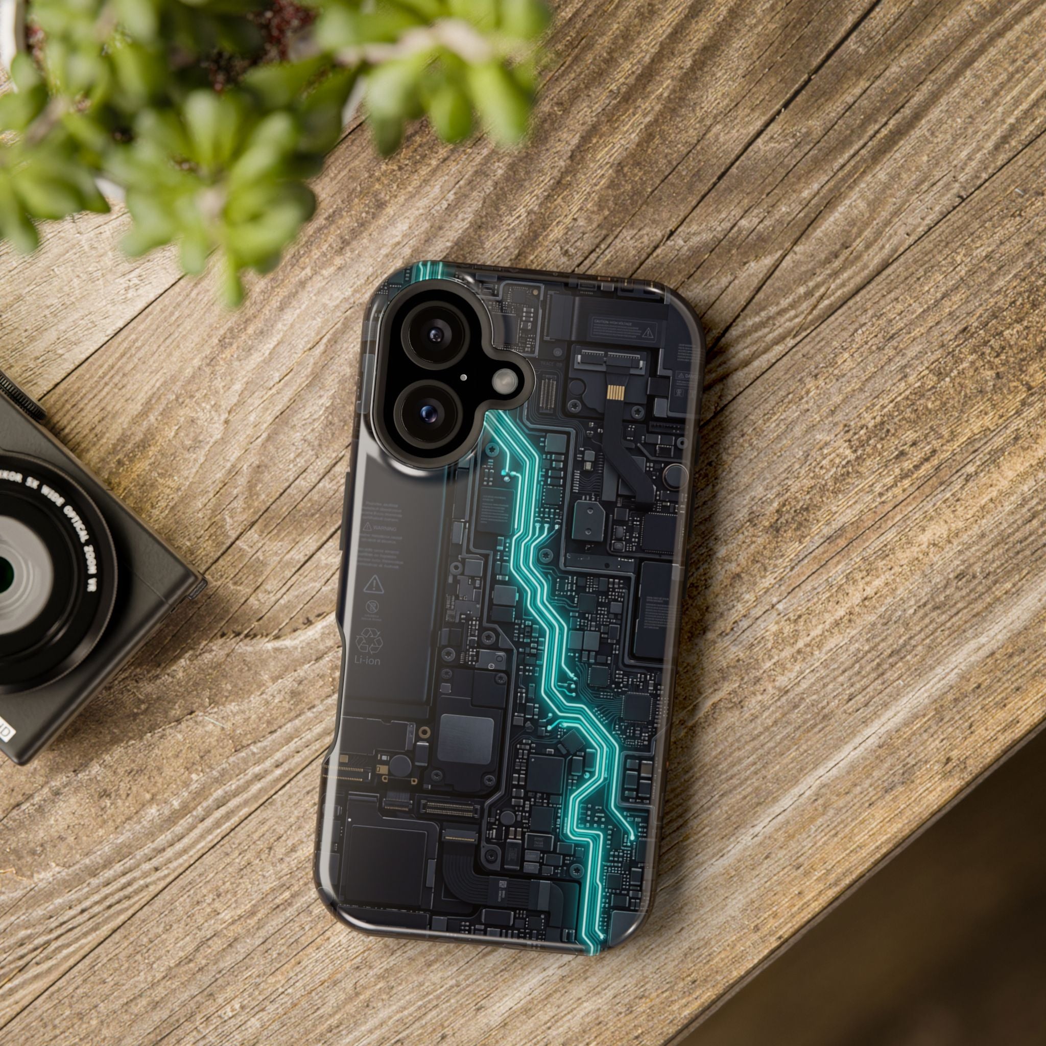 Cyan Bolt Electrician Phone Case — Electric Circuit Wireless Charging Cover