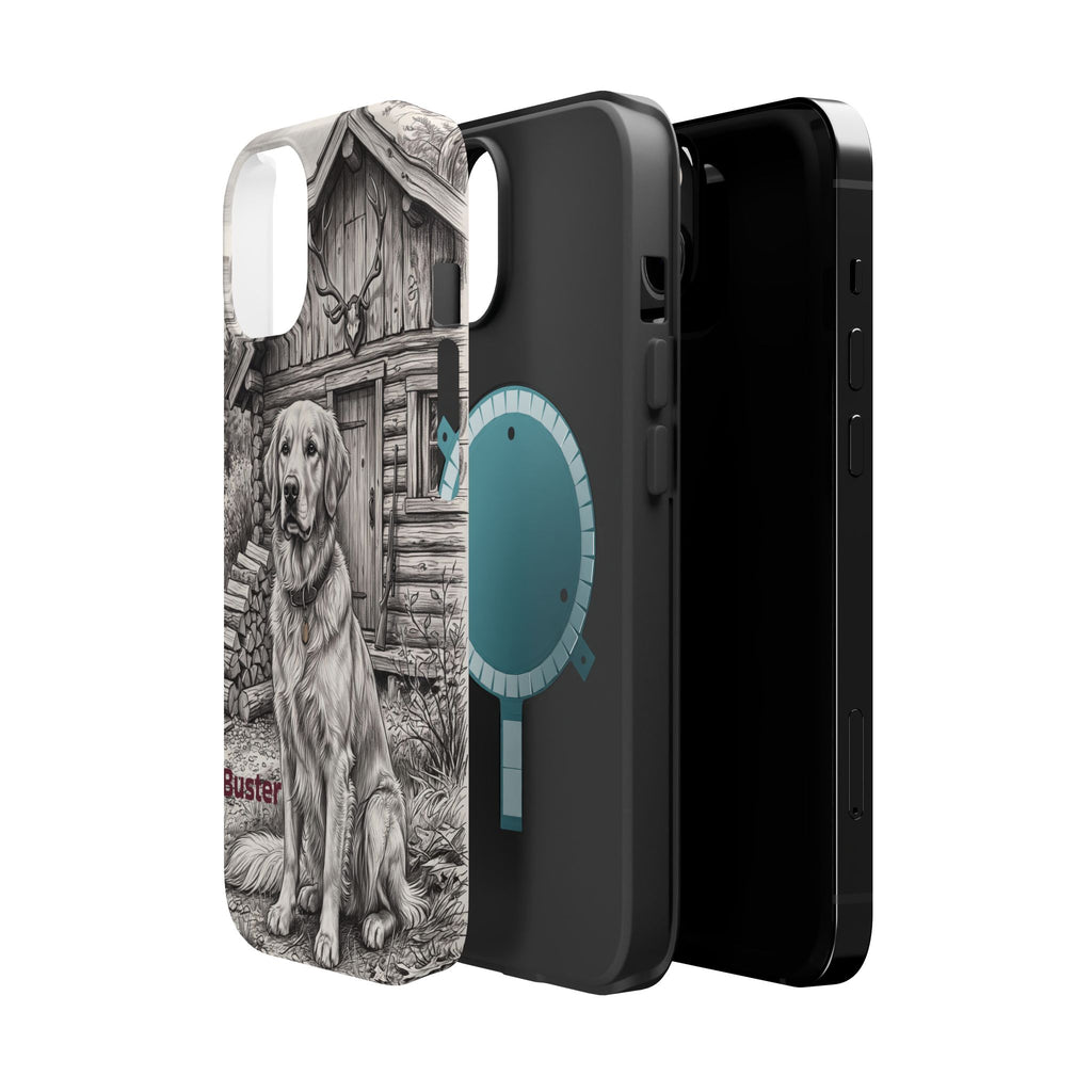 Personalized Golden Retriever Cabin Porch Phone Case — Wireless Charging Cover