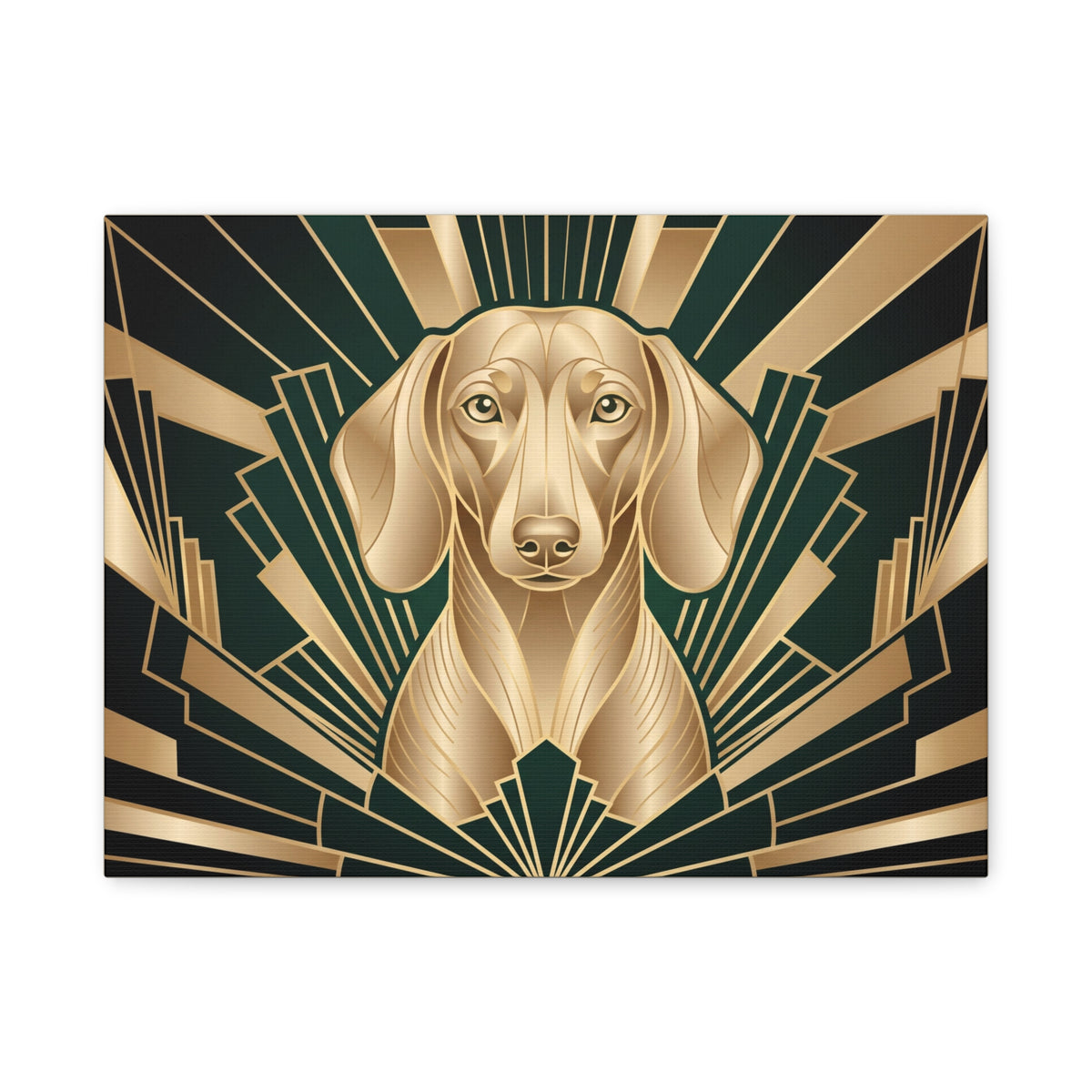 Dachshund Canvas | Art Deco Emerald & Gold Wall Art