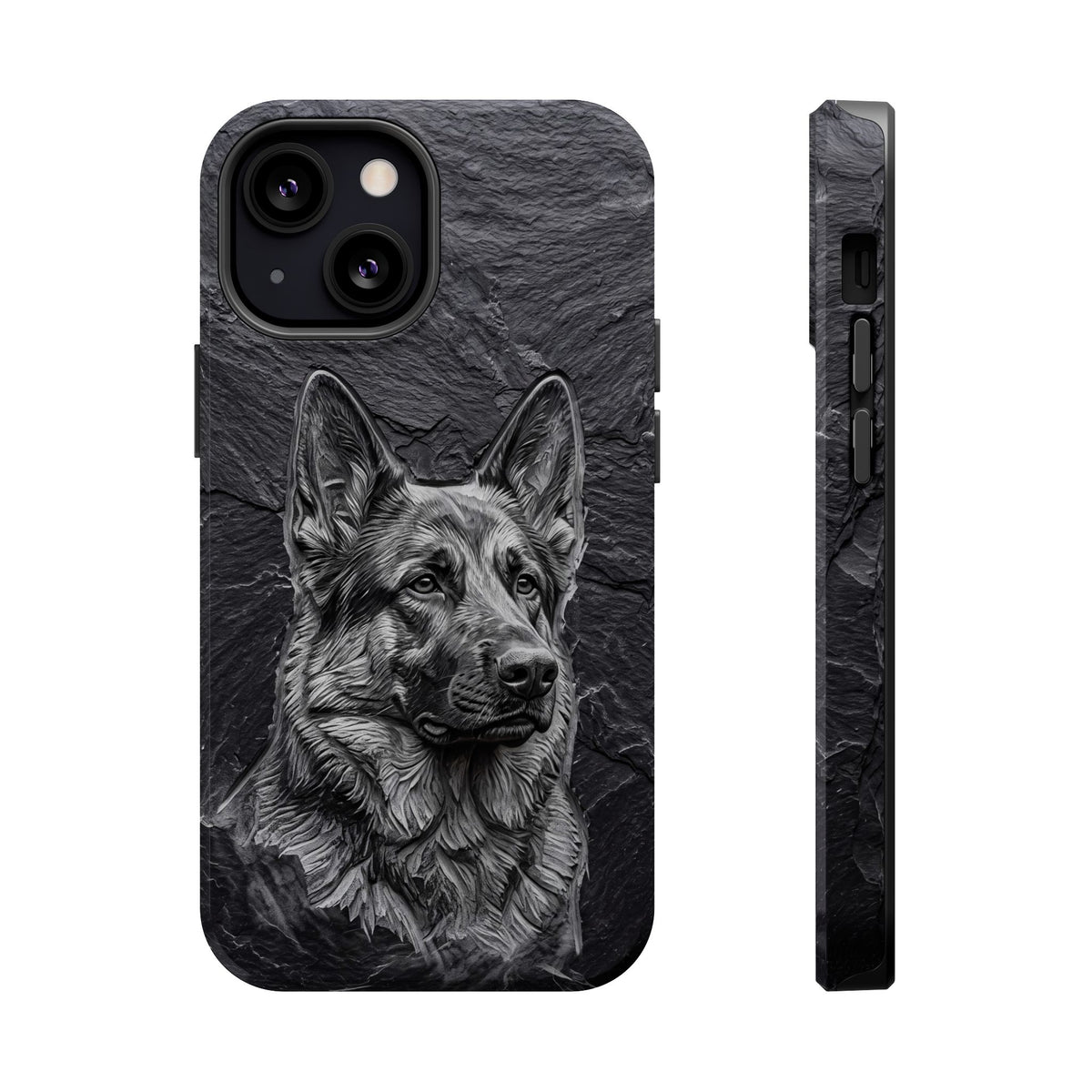 German Shepherd Phone Case | Carved Stone Art — Tough Magnetic Case with Wireless Charging