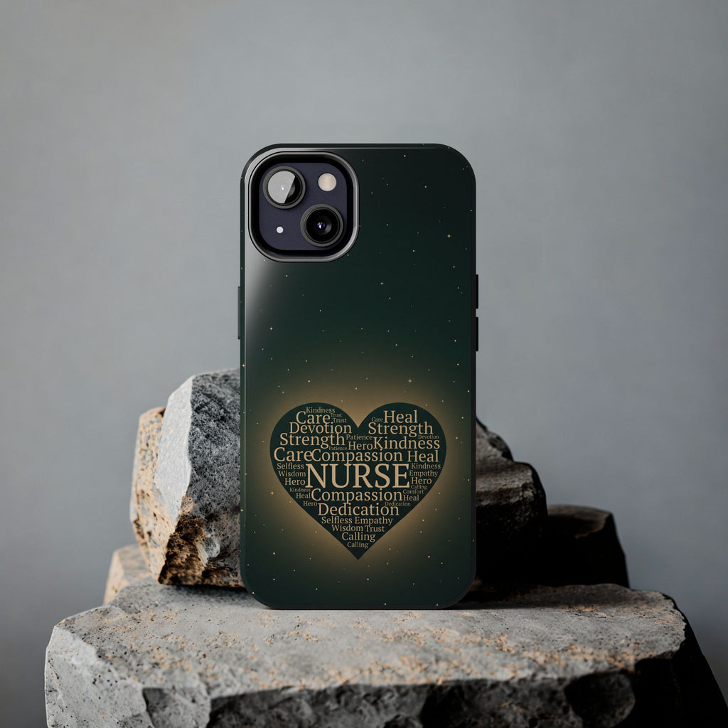 Nurse Heart Tough Phone Case — Inspirational Word Cloud Tribute - iphone and Samsung Galaxy series