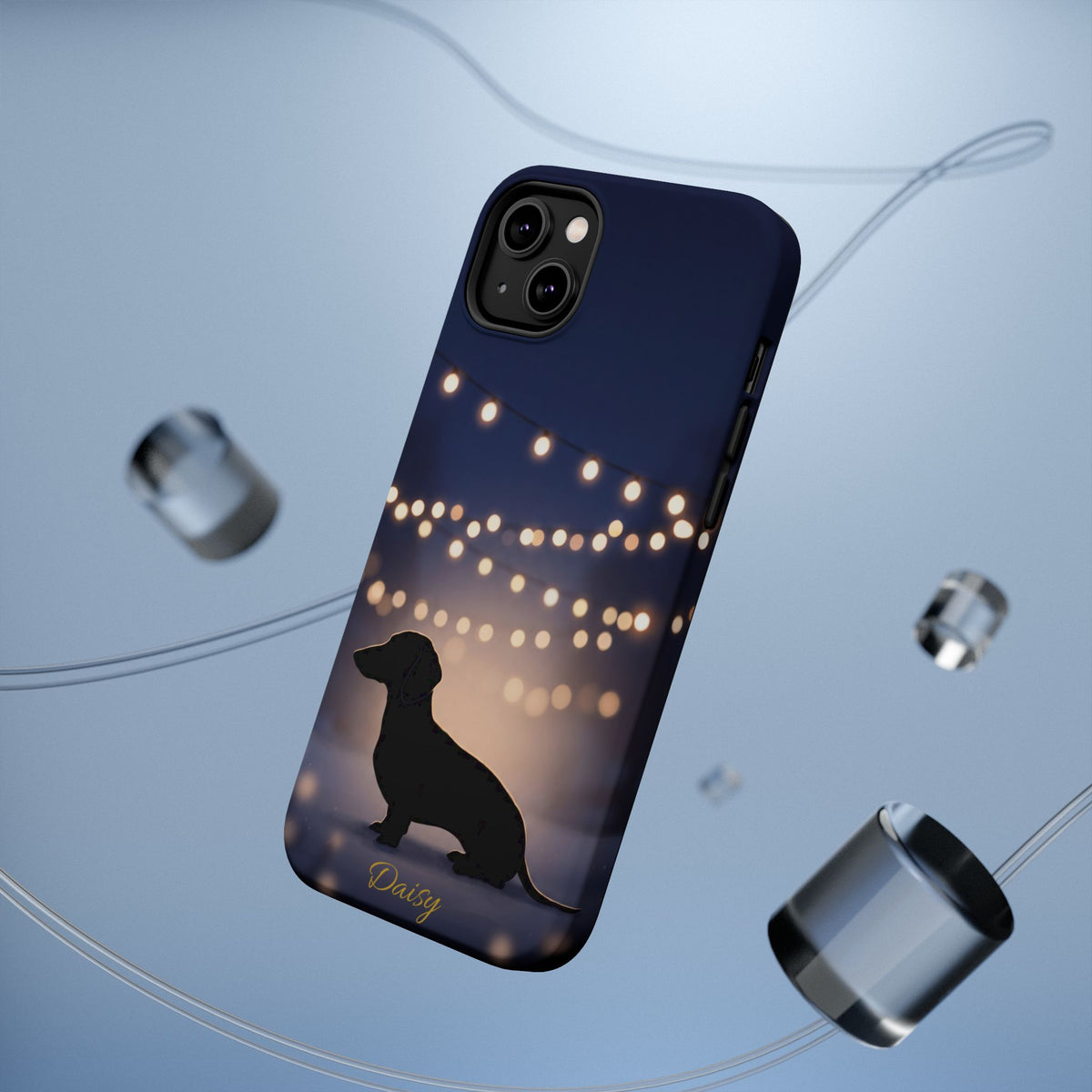 Personalized Dachshund Fairy Lights Phone Case — Wireless Charging Cover