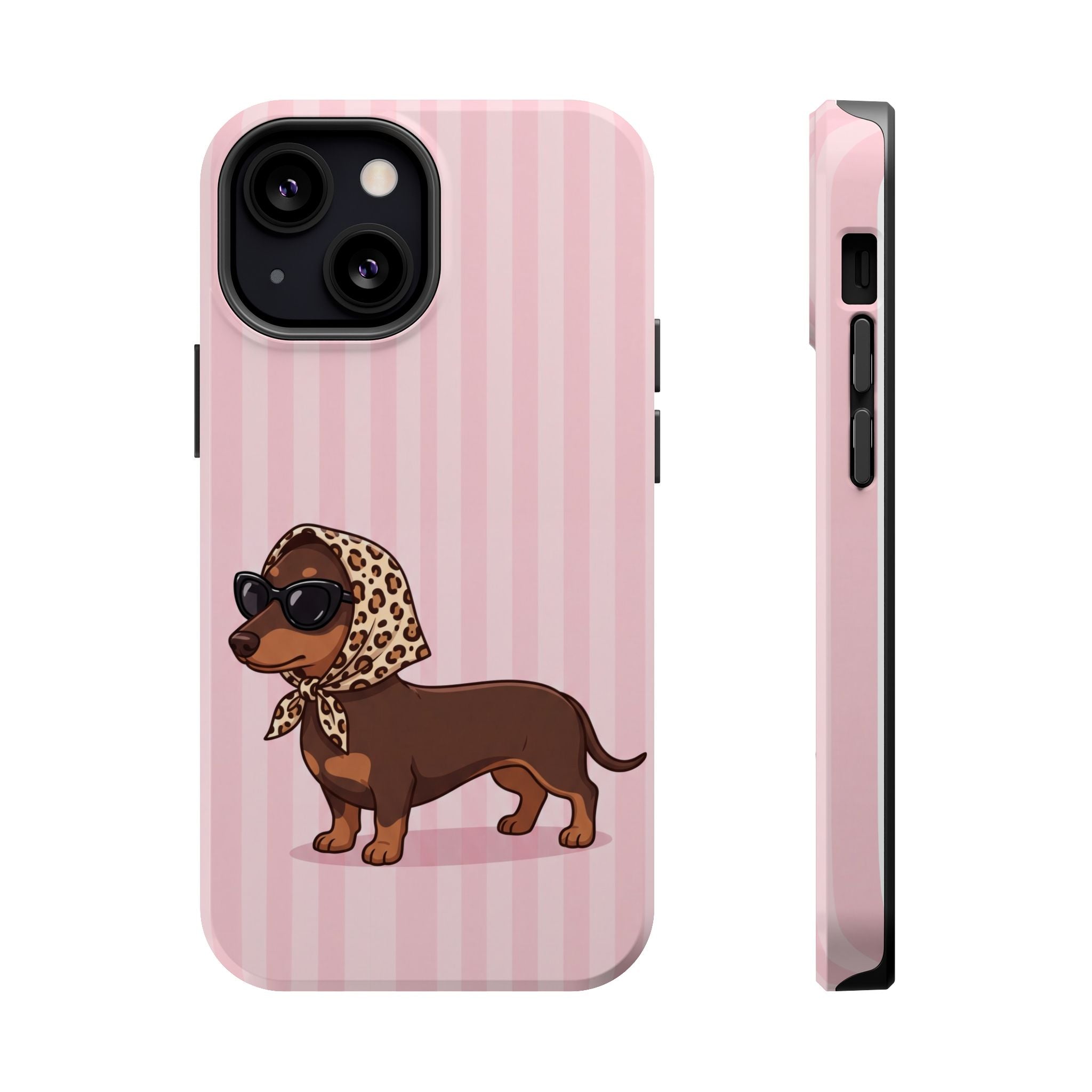 Preppy Dachshund Phone Case — Impact-Resistant Wireless Charging Cover