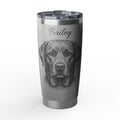 Labrador Personalized Tumbler | Etched Silver Art — 20 oz Stainless Travel Mug