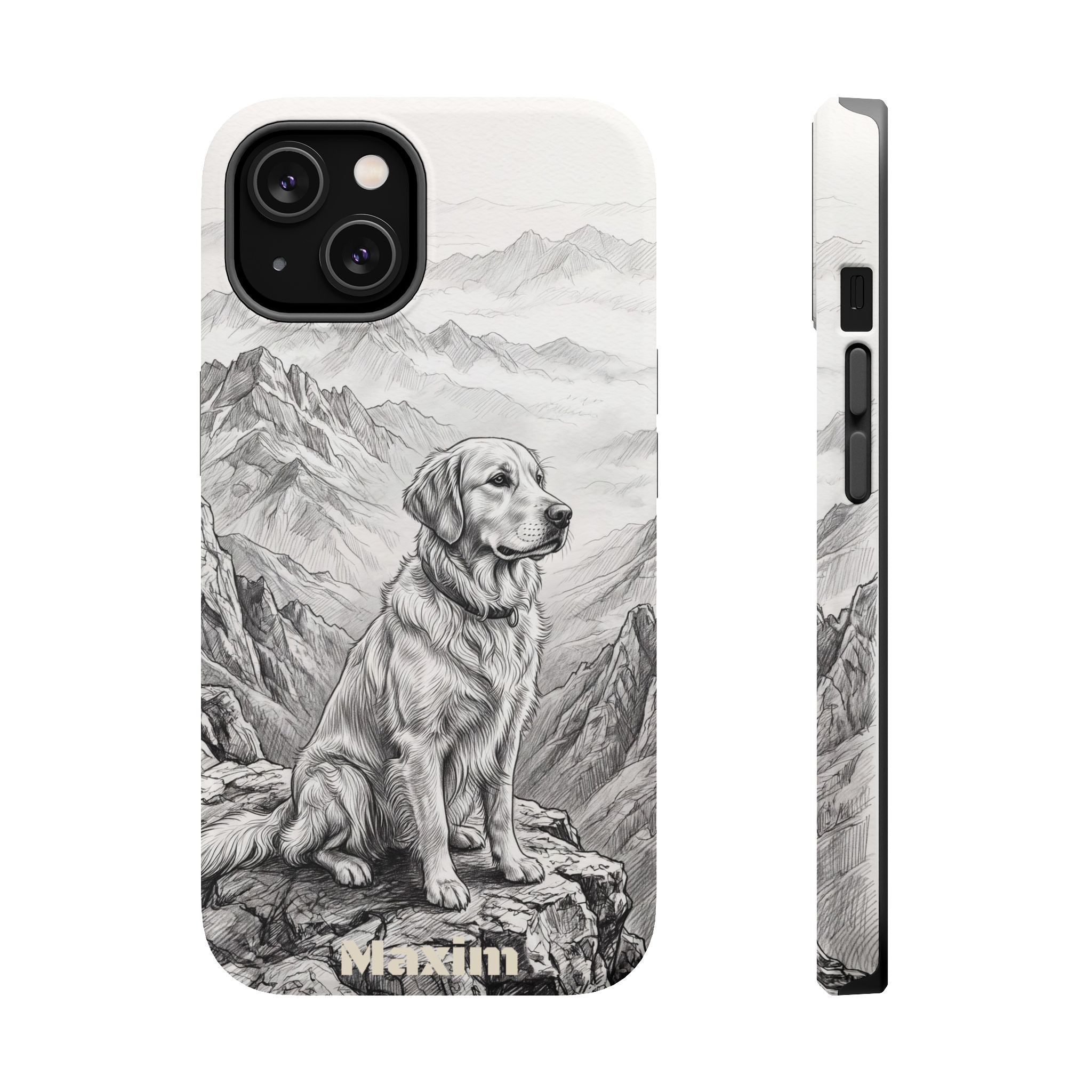 Personalized Golden Retriever Mountain Peak Phone Case — Wireless Charging Cover
