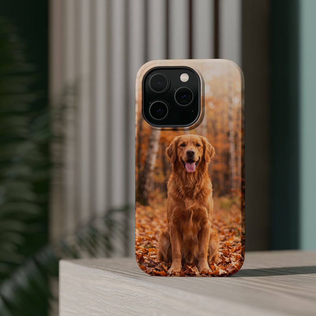 Autumn Golden Retriever Phone Case — Impact-Resistant Wireless Charging Cover