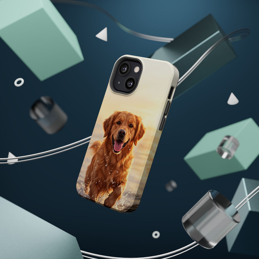 Beach Golden Retriever Phone Case — Impact-Resistant Wireless Charging Cover