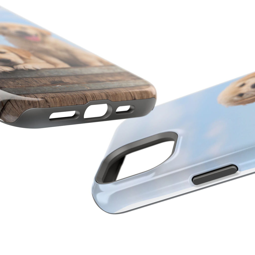 Golden Retriever Puppy Duo Phone Case — Impact-Resistant Wireless Charging Cover