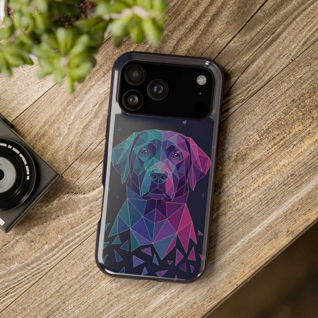 Geometric Labrador Phone Case — Tough Magnetic Case with Wireless Charging