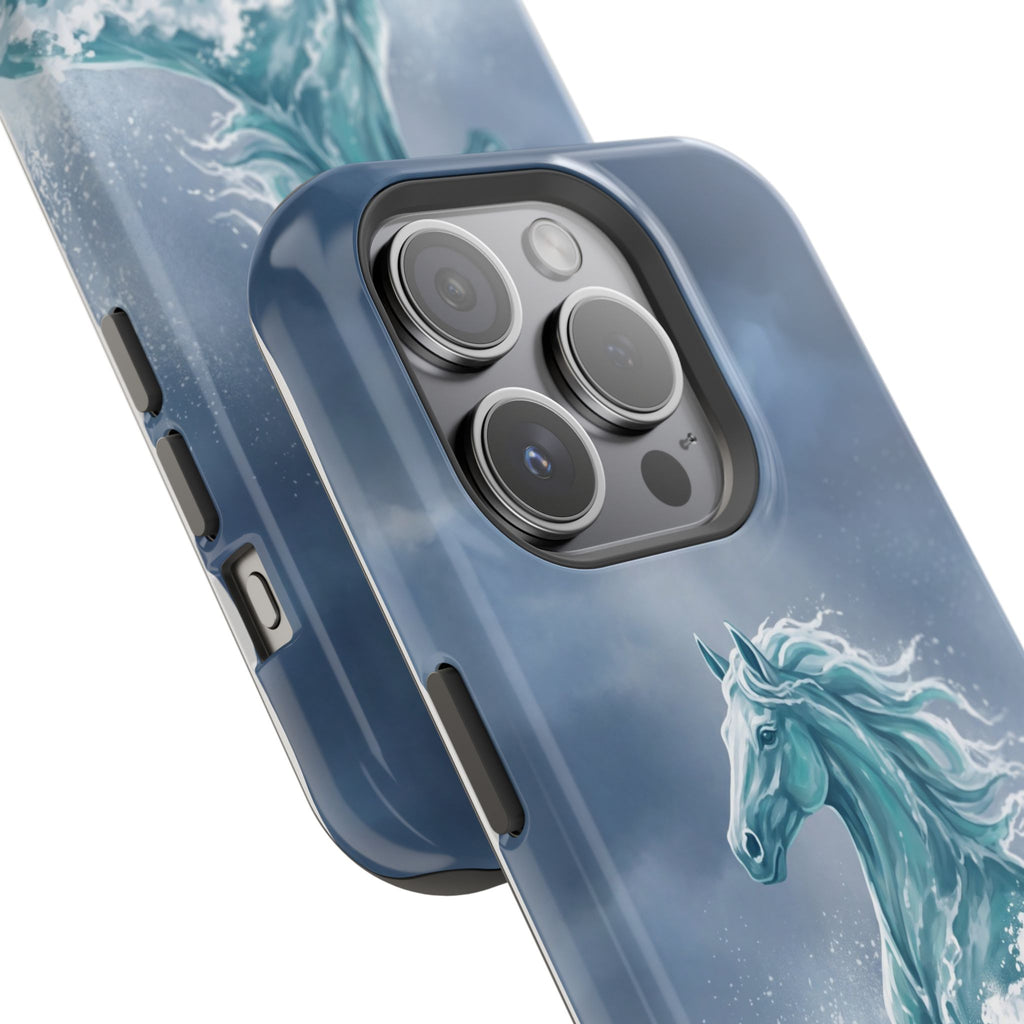 Personalized Ocean Wave Horse Phone Case — Tough Magnetic Case with Wireless Charging