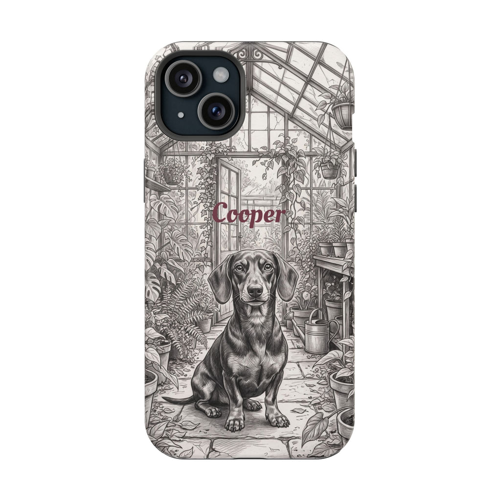 Personalized Dachshund Vintage Greenhouse Phone Case — Wireless Charging Cover