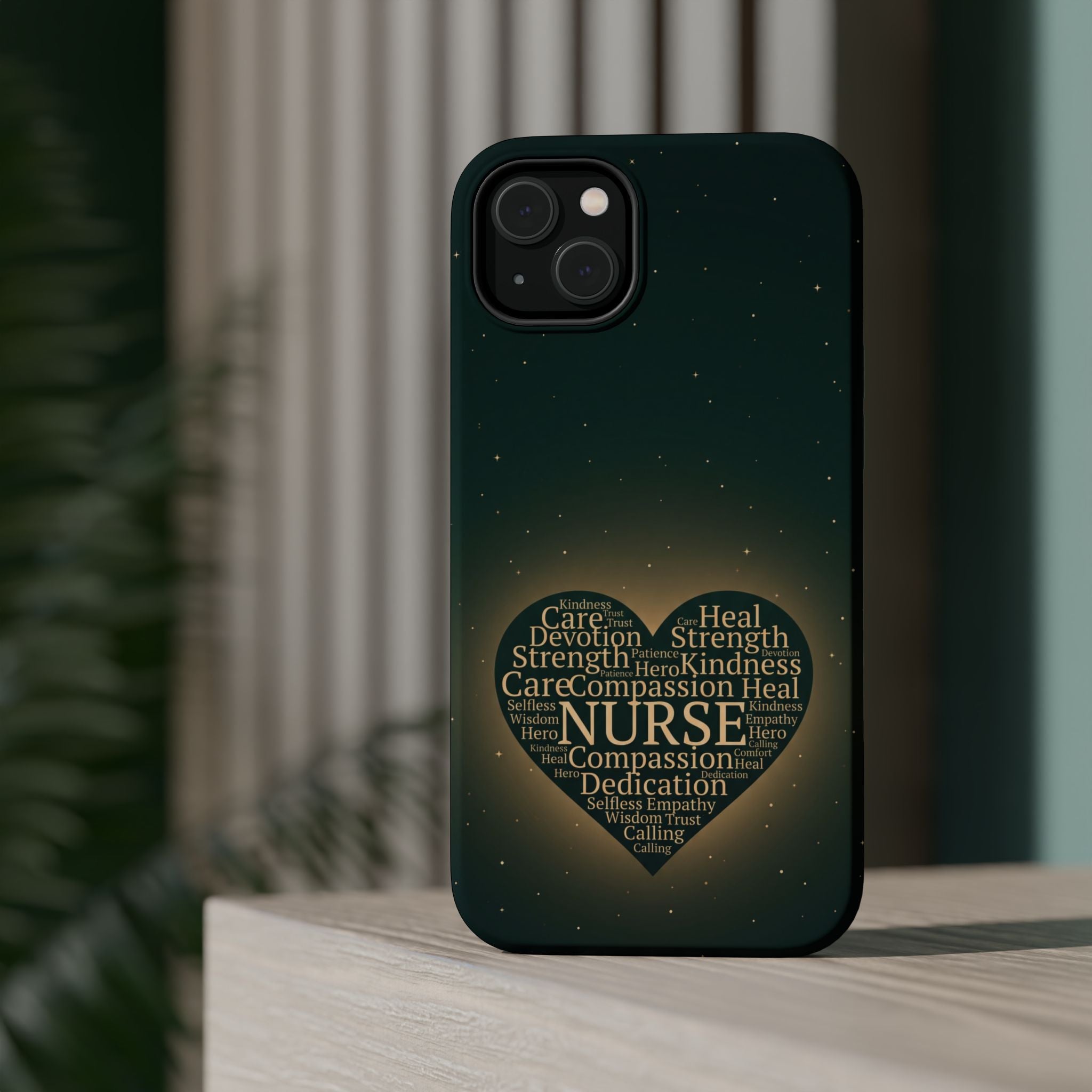 Nurse Heart Word and Art Phone Case — Impact-Resistant Wireless Charging Cover