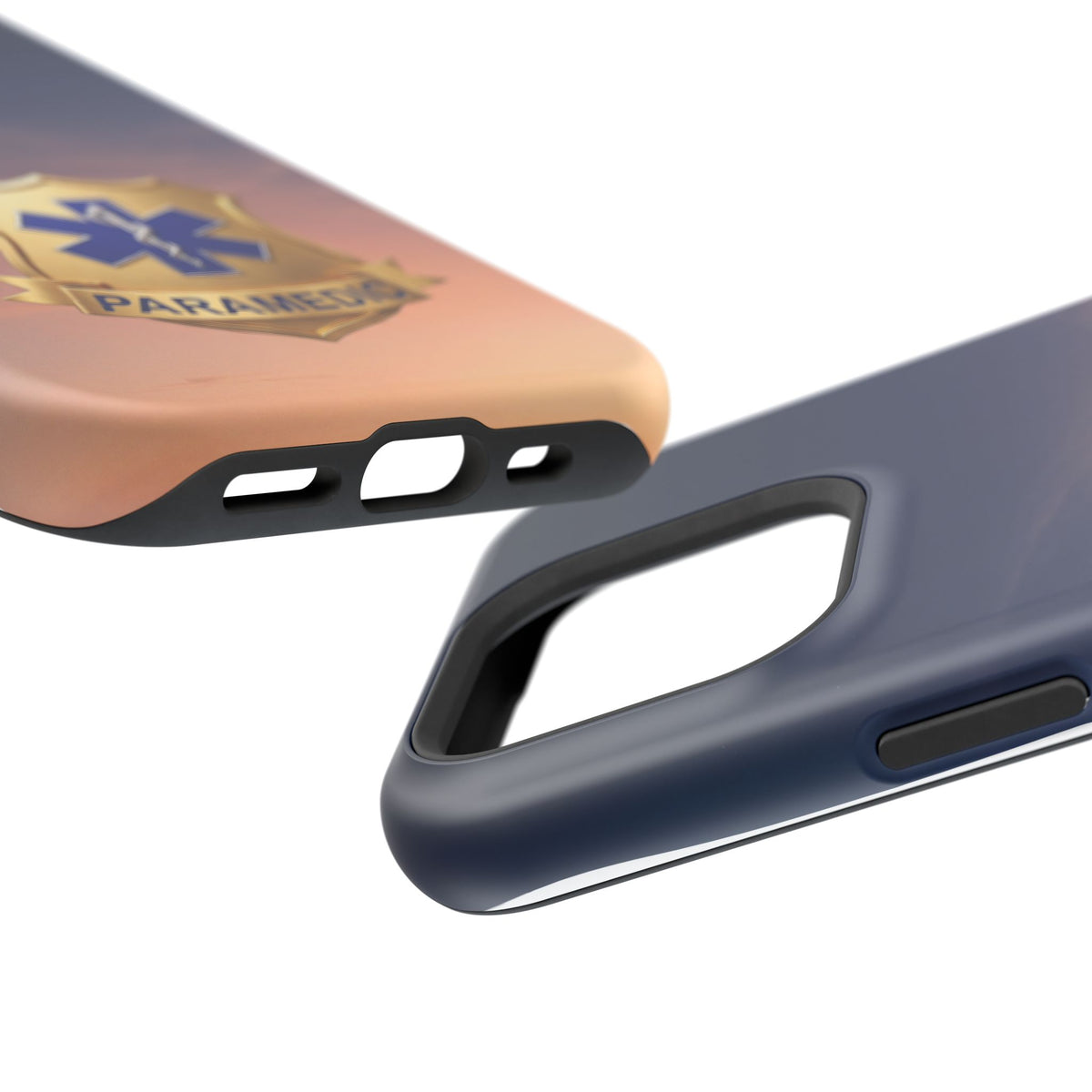 Gold Paramedic Badge Sunset Sky Phone Case — Magnetic Wireless Charging Cover