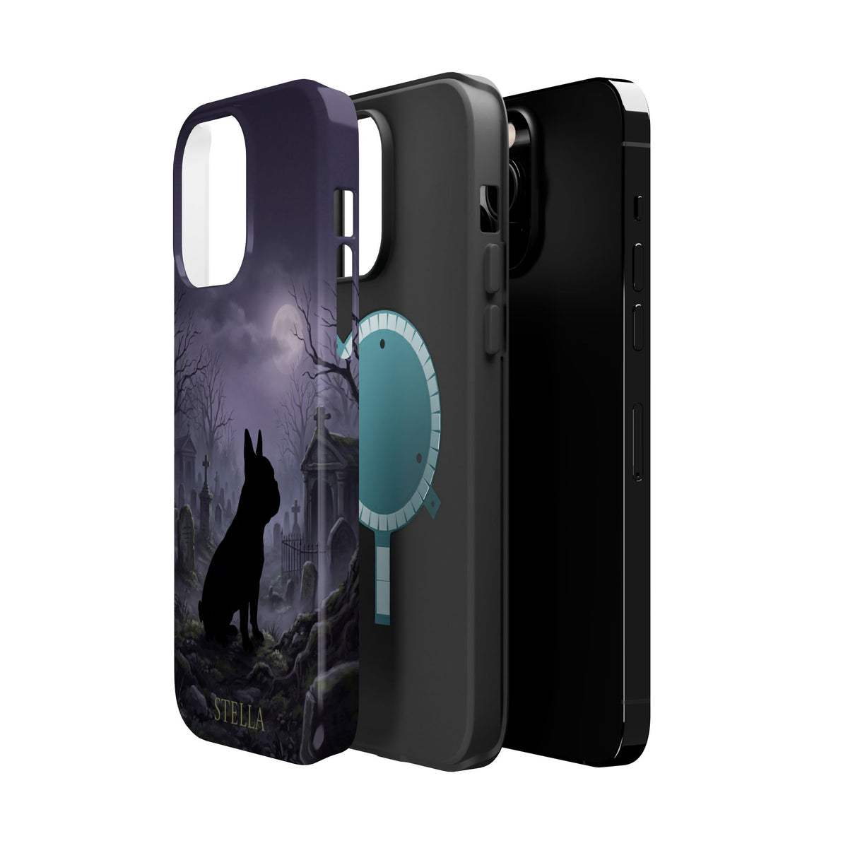 Personalized French Bulldog Moonlit Graveyard Phone Case — Wireless Charging Cover