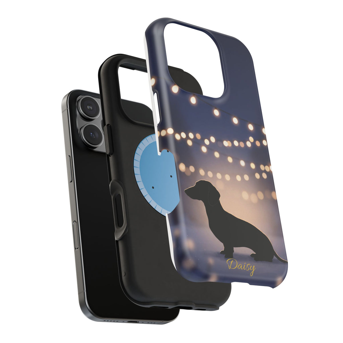 Personalized Dachshund Fairy Lights Phone Case — Wireless Charging Cover