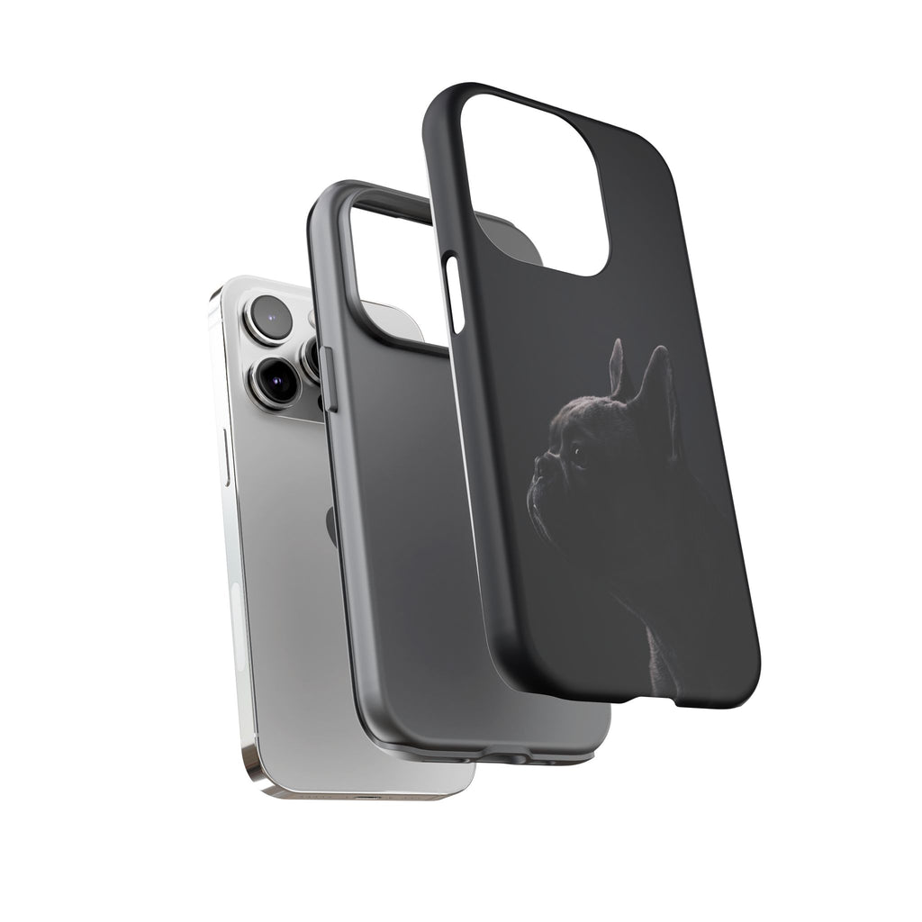 Silhouette French Bulldog Phone Case | Minimalist Black-on-Black Frenchie Profile | iPhone & Samsung
