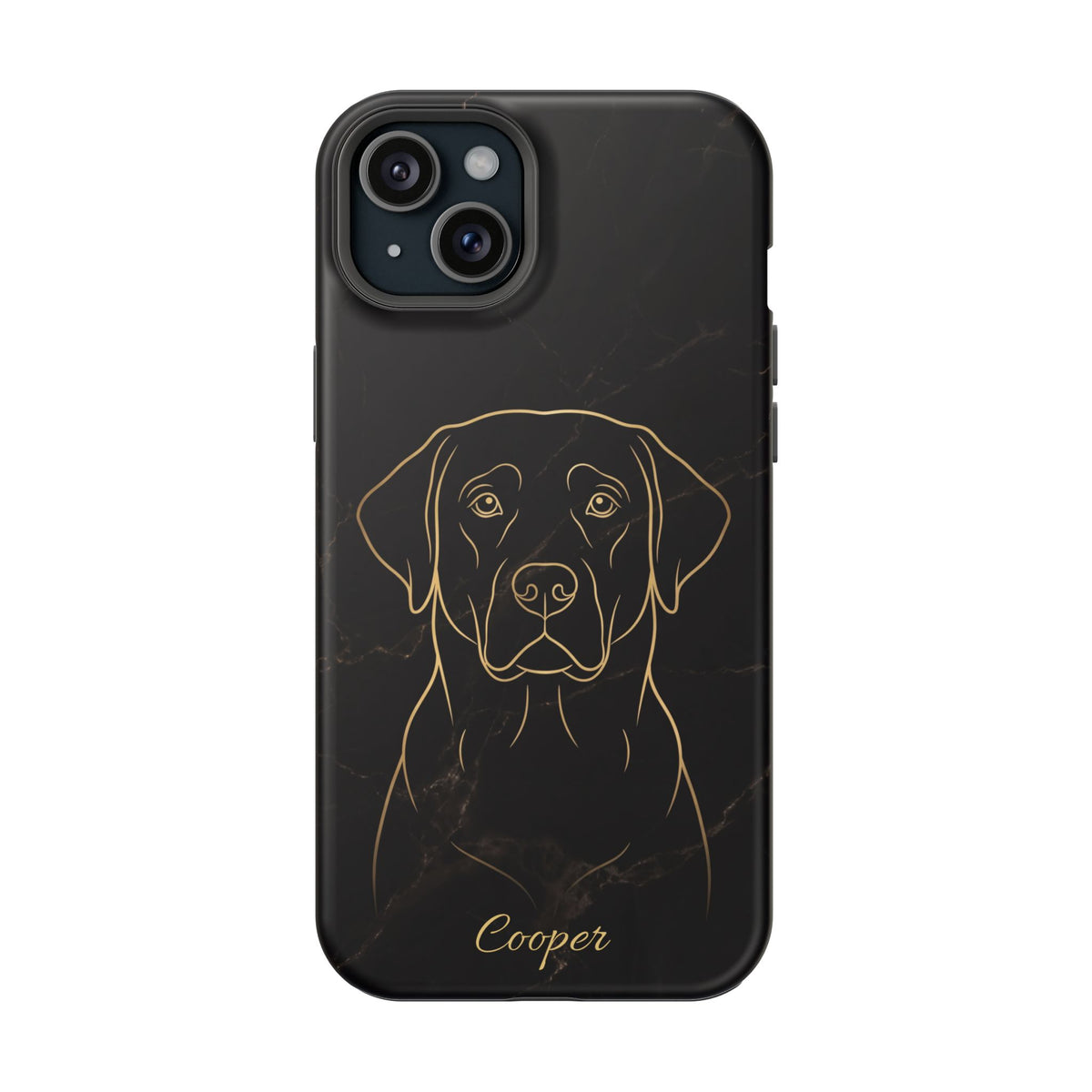 Personalized Gold Line Art Labrador Phone Case — Tough Magnetic Case with Wireless Charging