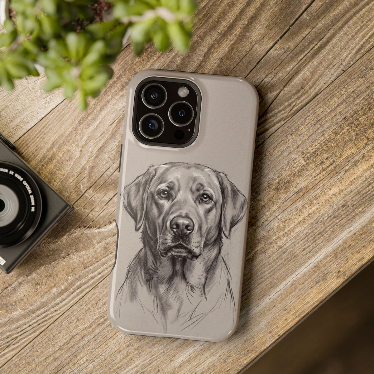 Charcoal Sketch Labrador Phone Case — Tough Magnetic Case with Wireless Charging