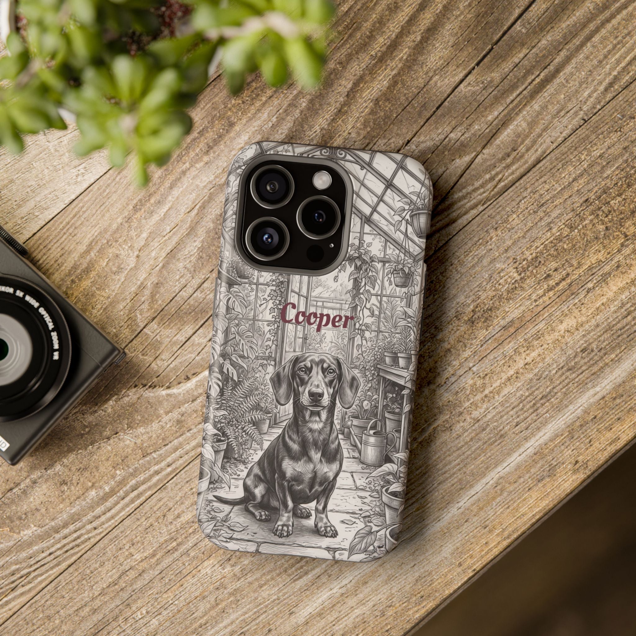Personalized Dachshund Vintage Greenhouse Phone Case — Wireless Charging Cover
